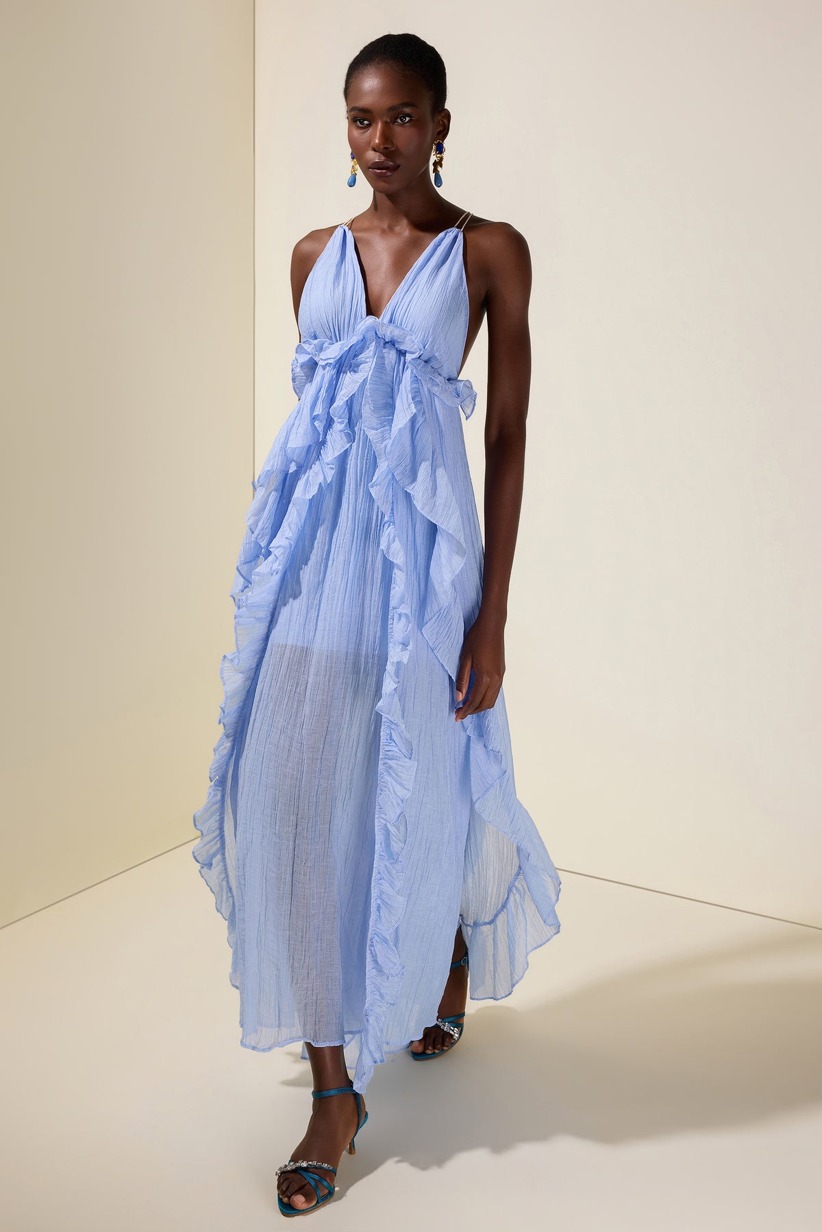 Shell Tassel Ruffle Maxi Dress