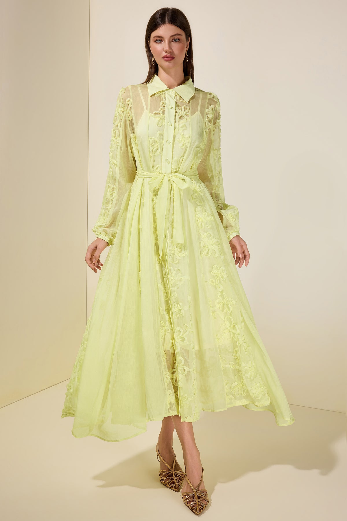 Jacquard Flapped Single-Breasted Midi Dress