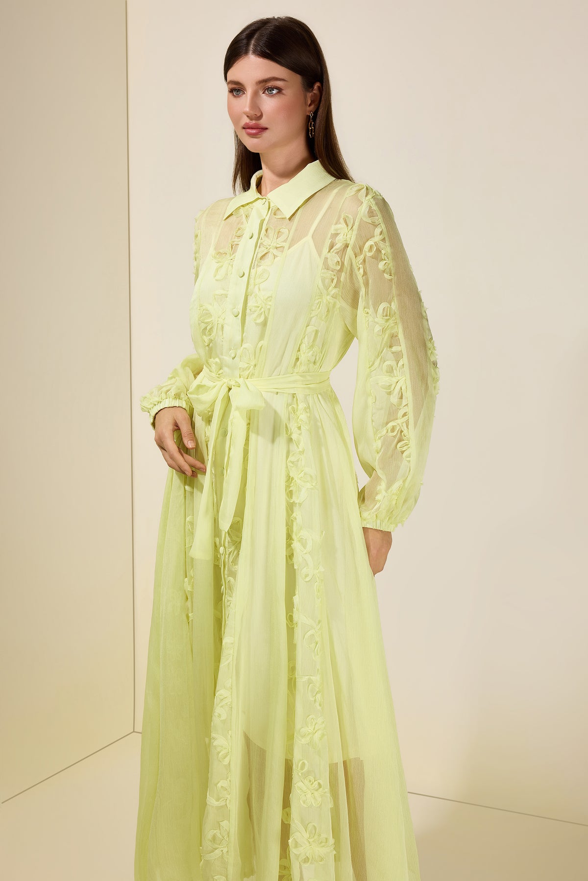 Jacquard Flapped Single-Breasted Midi Dress