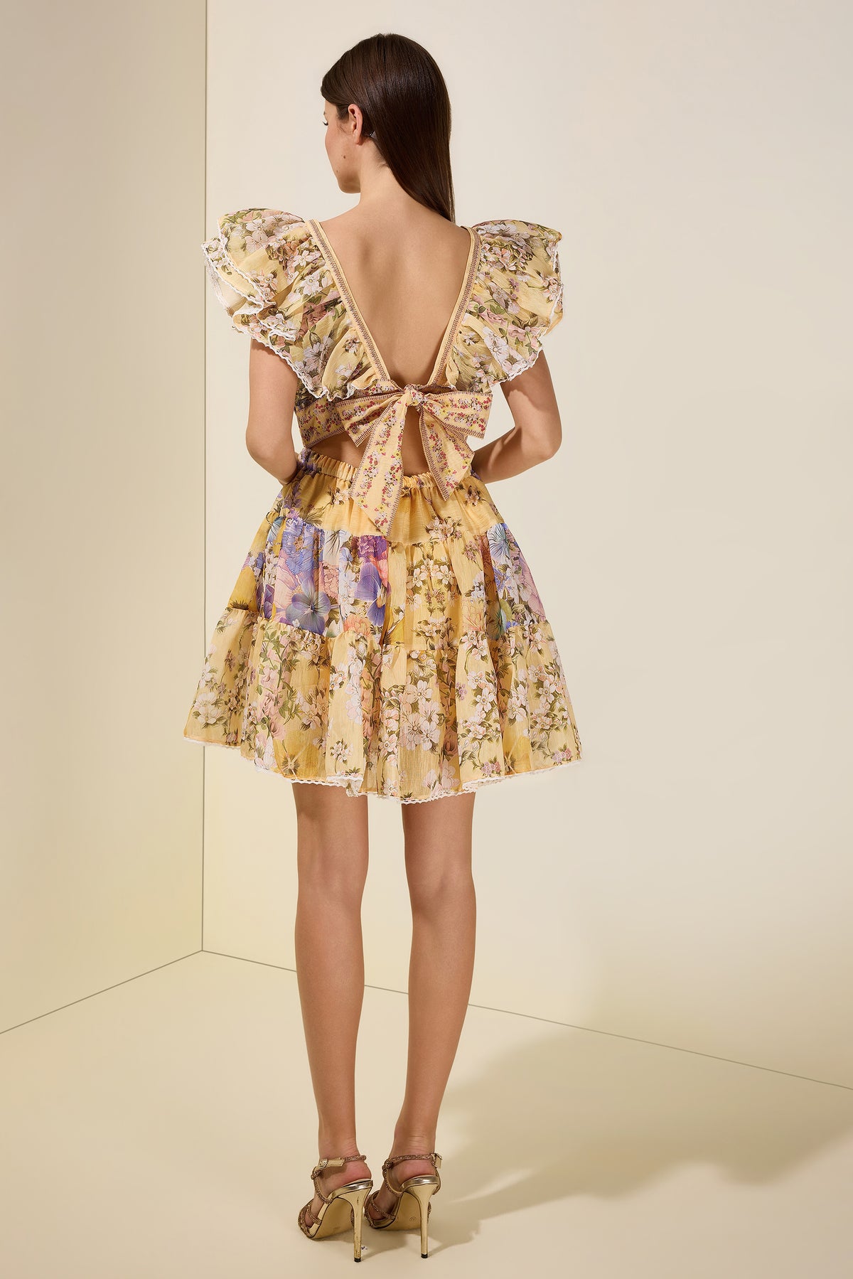 Floral Lace Smocking Mini Dress