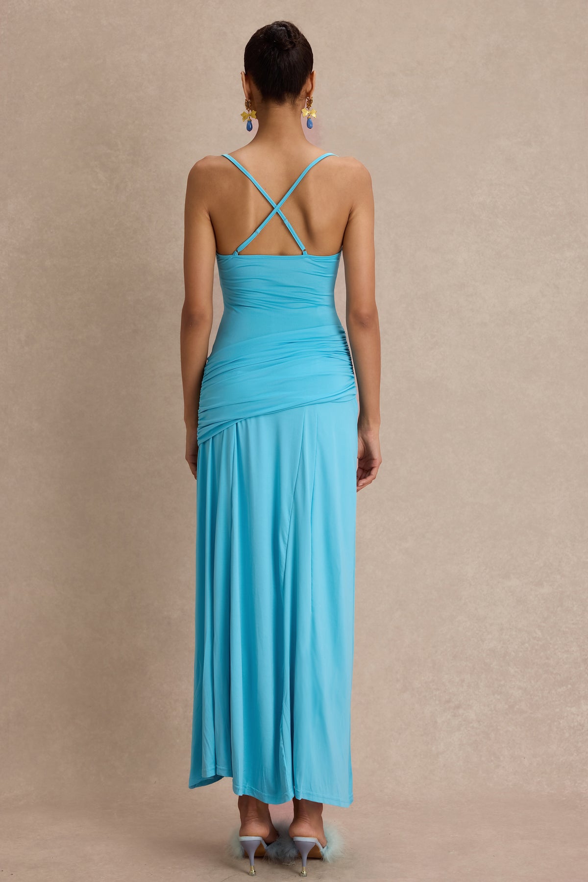 Solid Gathering Slip Maxi Dress