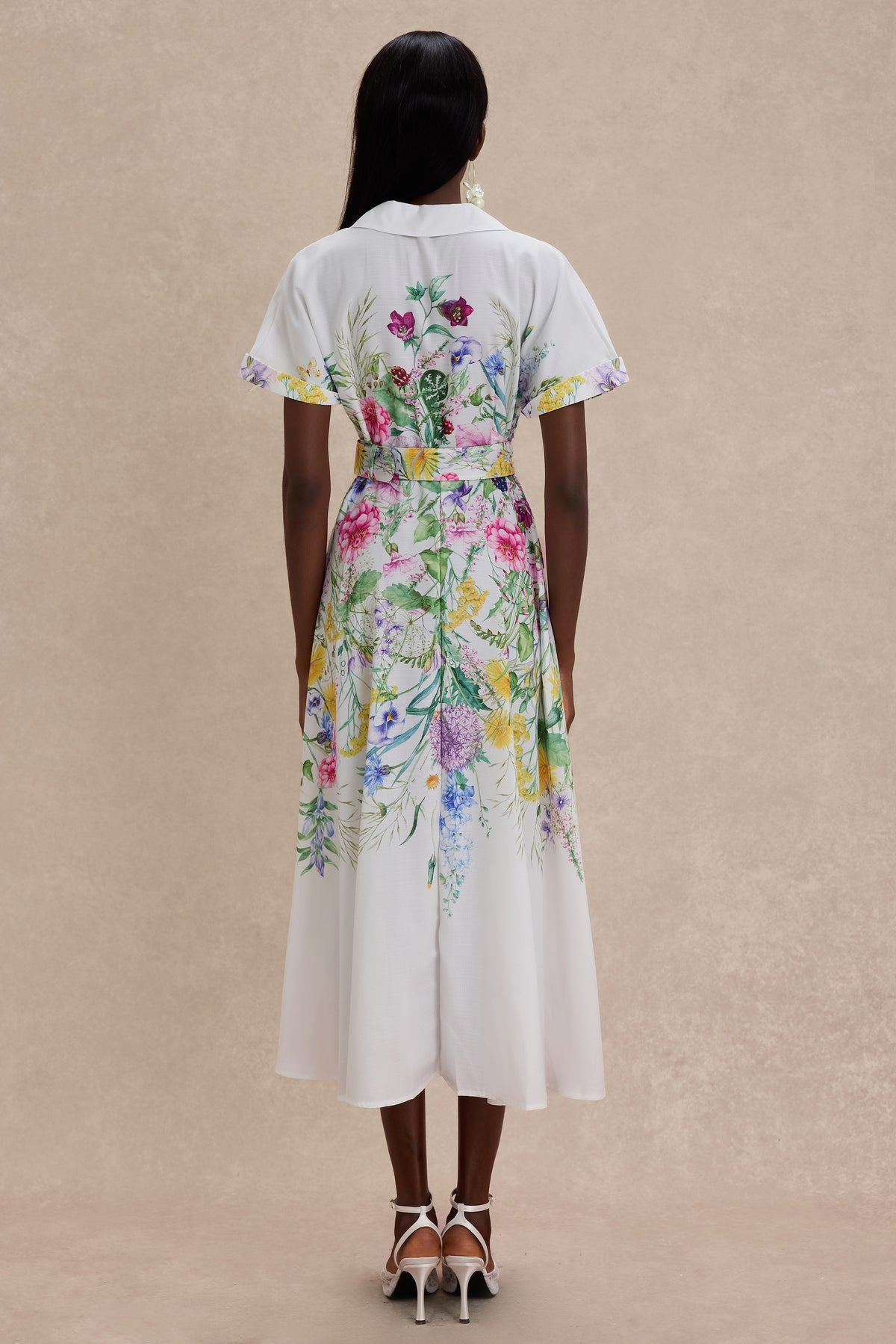 Floral Flapped Midi Dress With Belt