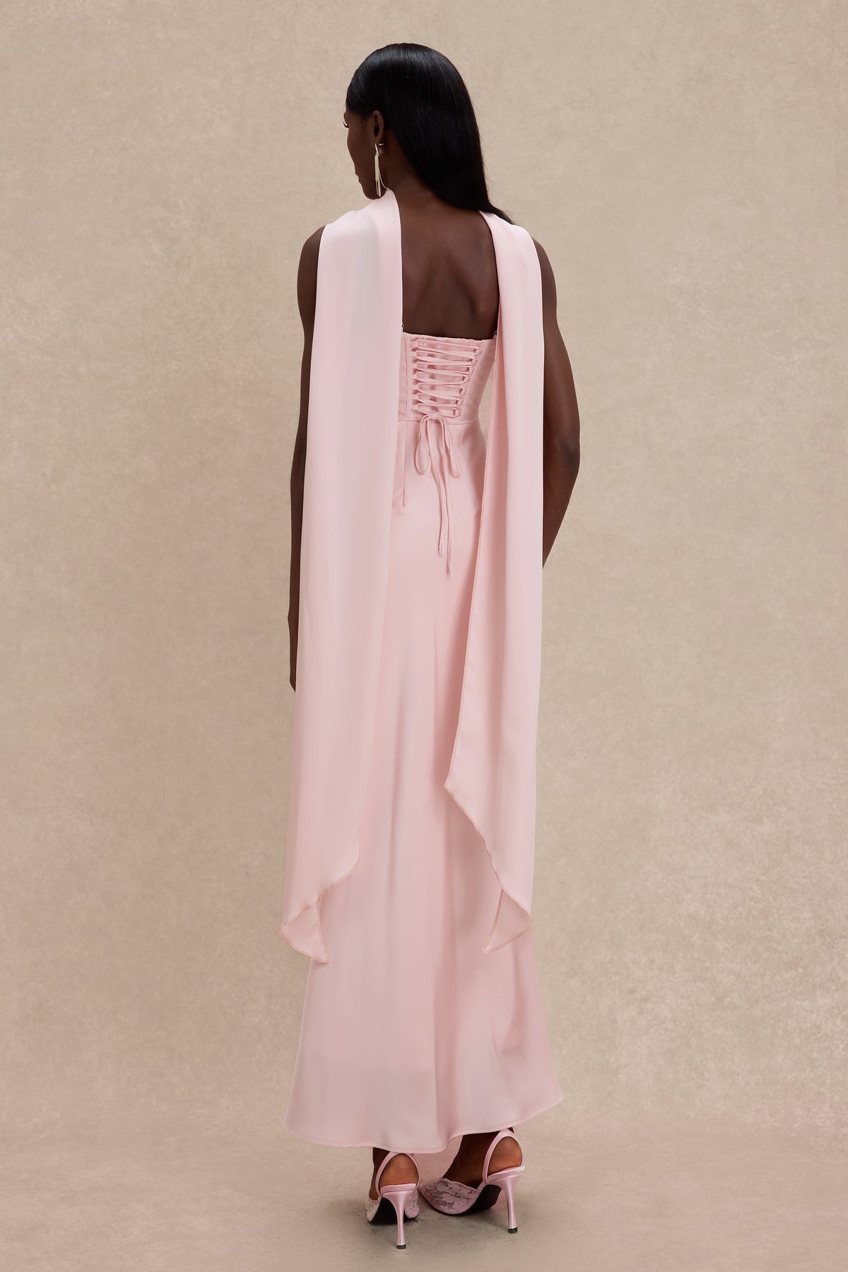 Satin Solid Ruched Maxi Dress