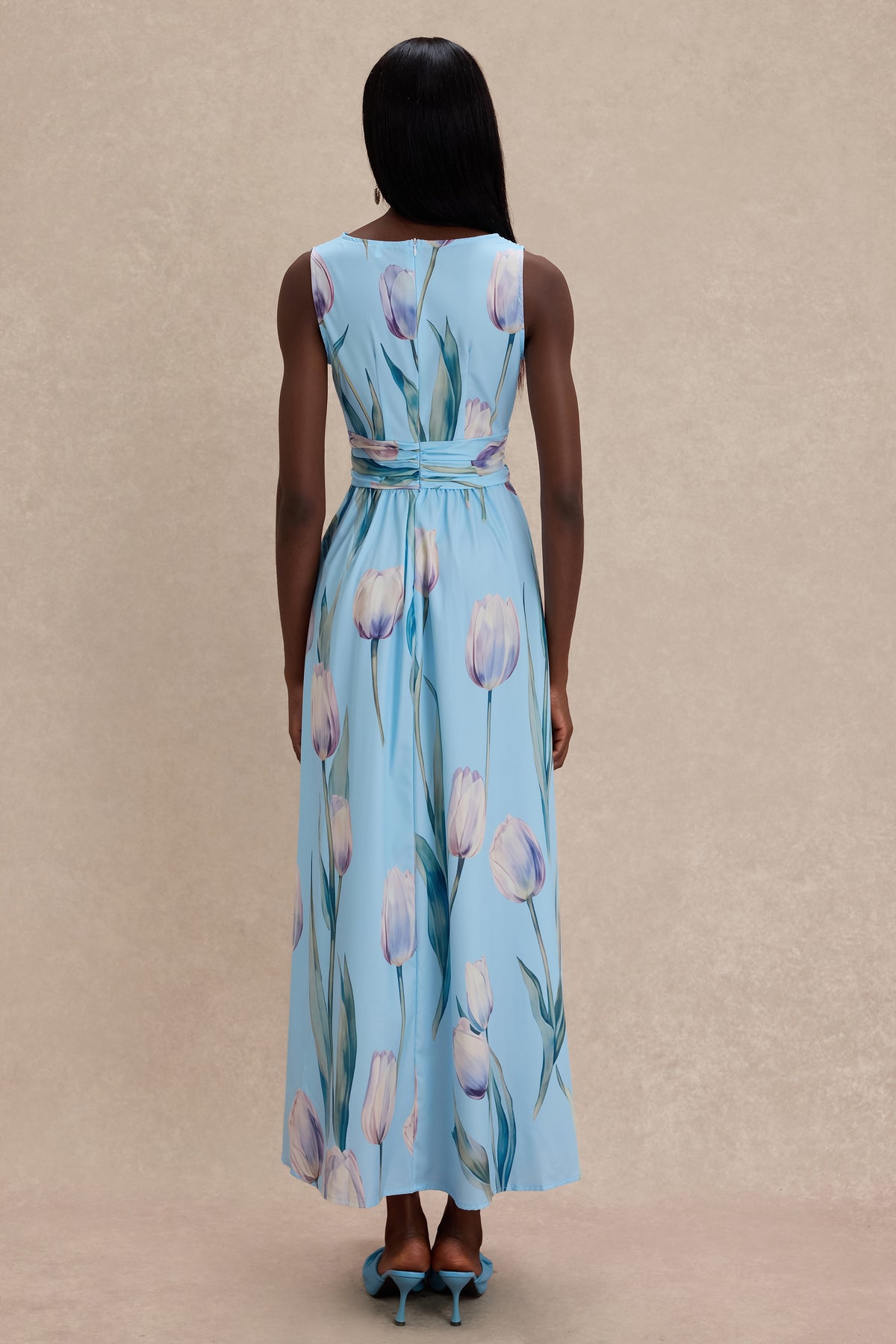 Floral Sleeveless V-Neck Midi Dress