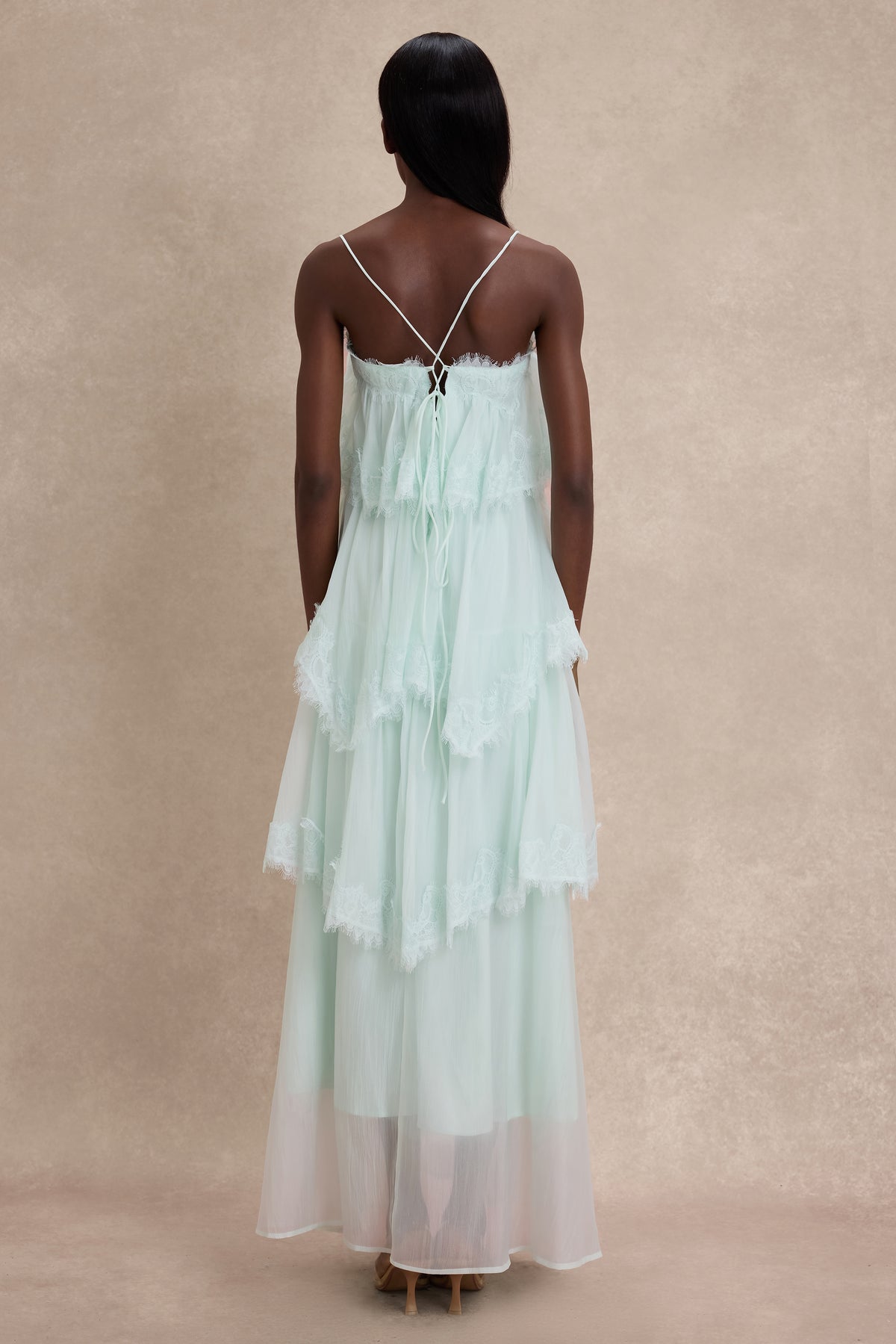 Lace Ruffle Slip Maxi Dress