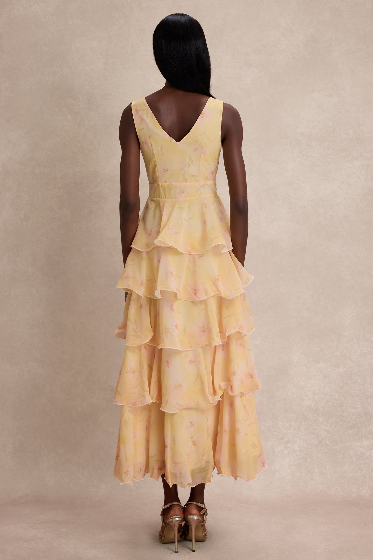 Floral Ruffle Sleeveless Maxi Dress