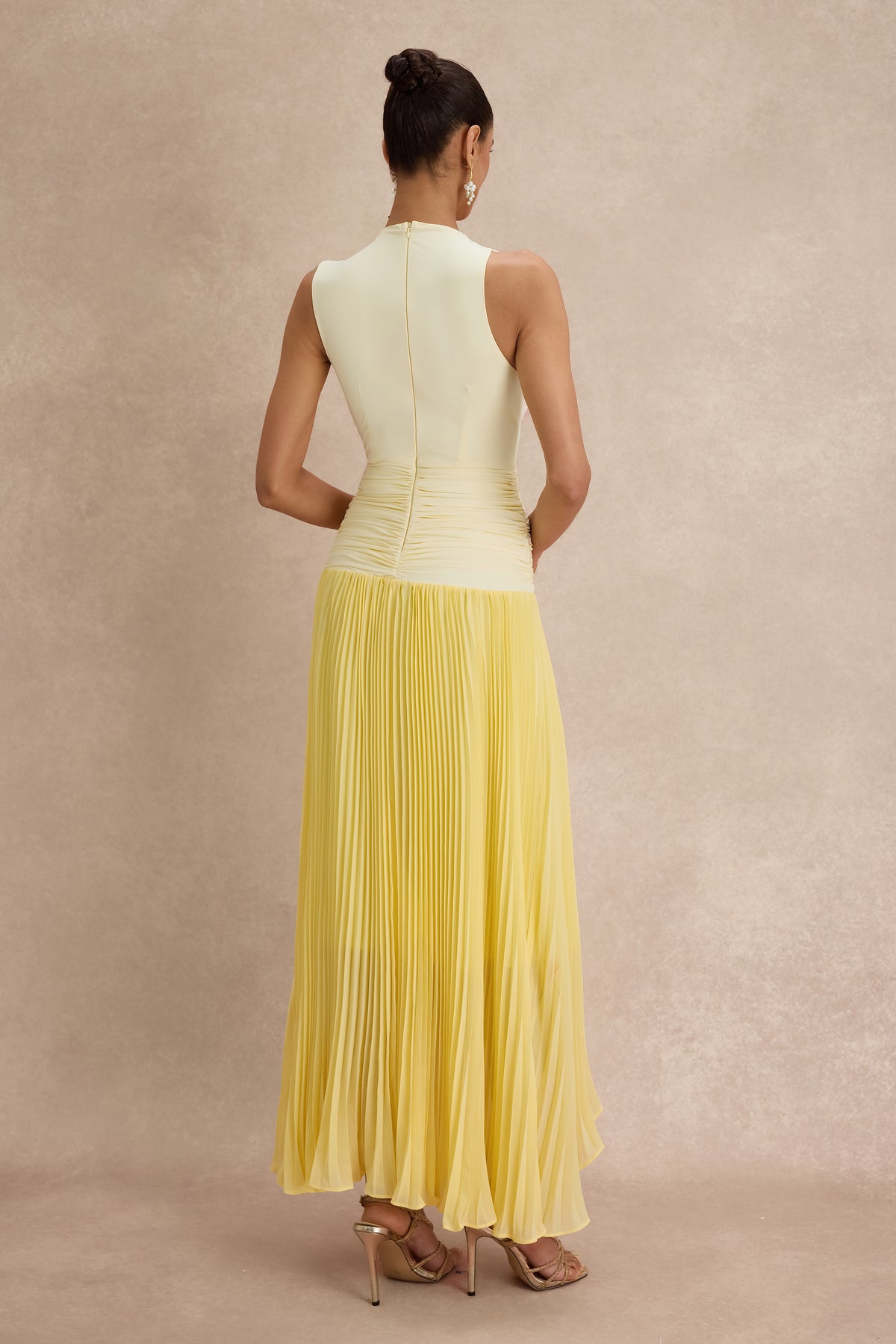 Jersey Splicing Chiffon Pleated Midi Dress