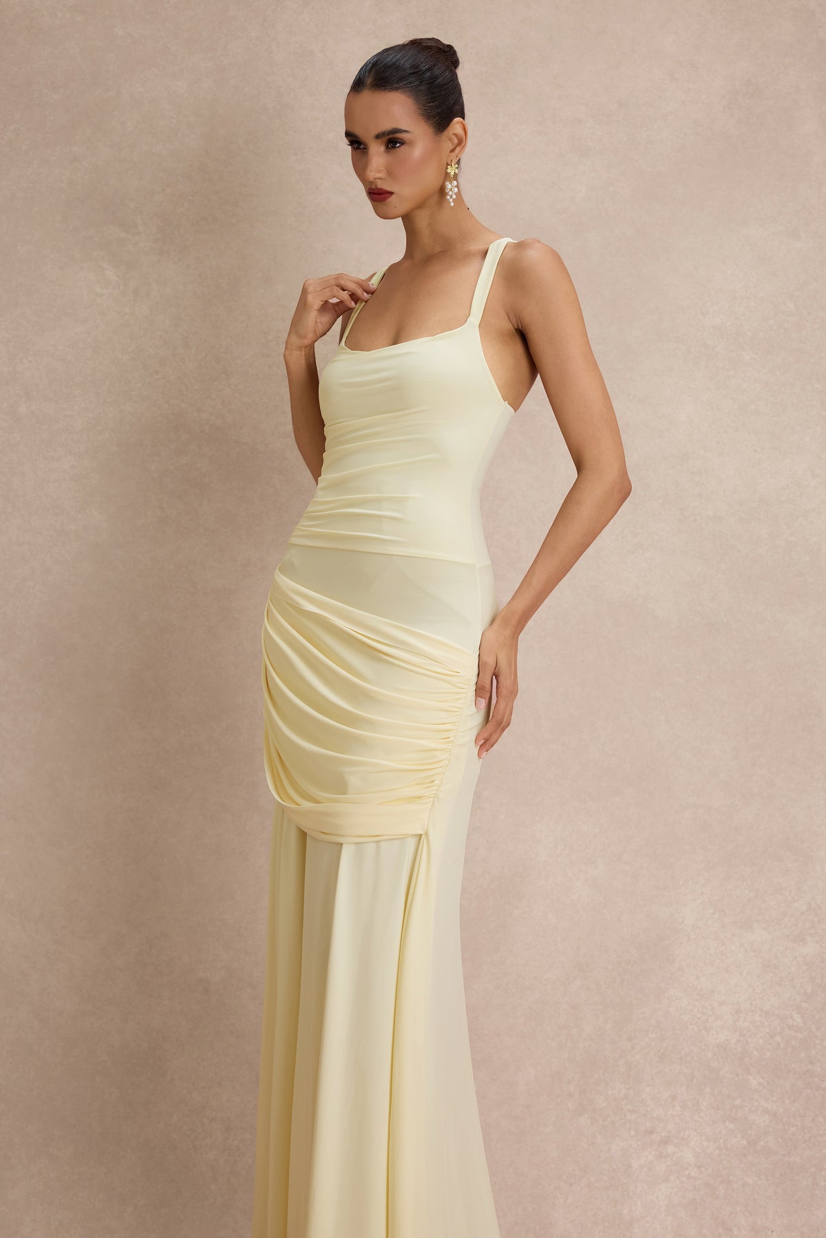 Solid Gathering Slip Maxi Dress