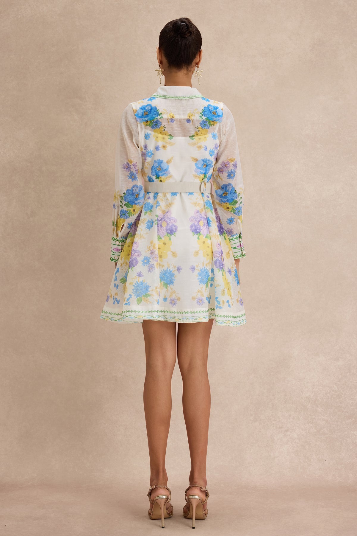 Floral Single Breasted Mini Dress With Belt