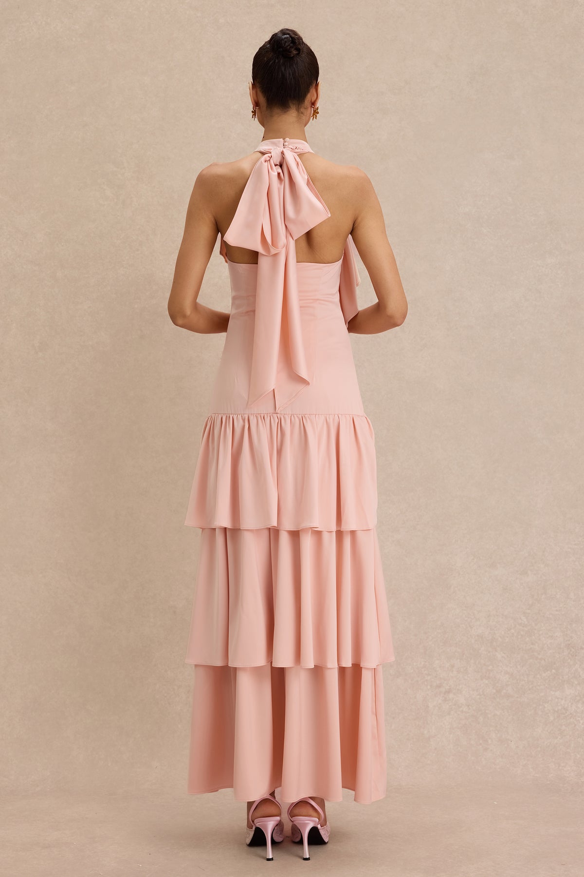 Ruffle Solid Sleeveless Maxi Dress