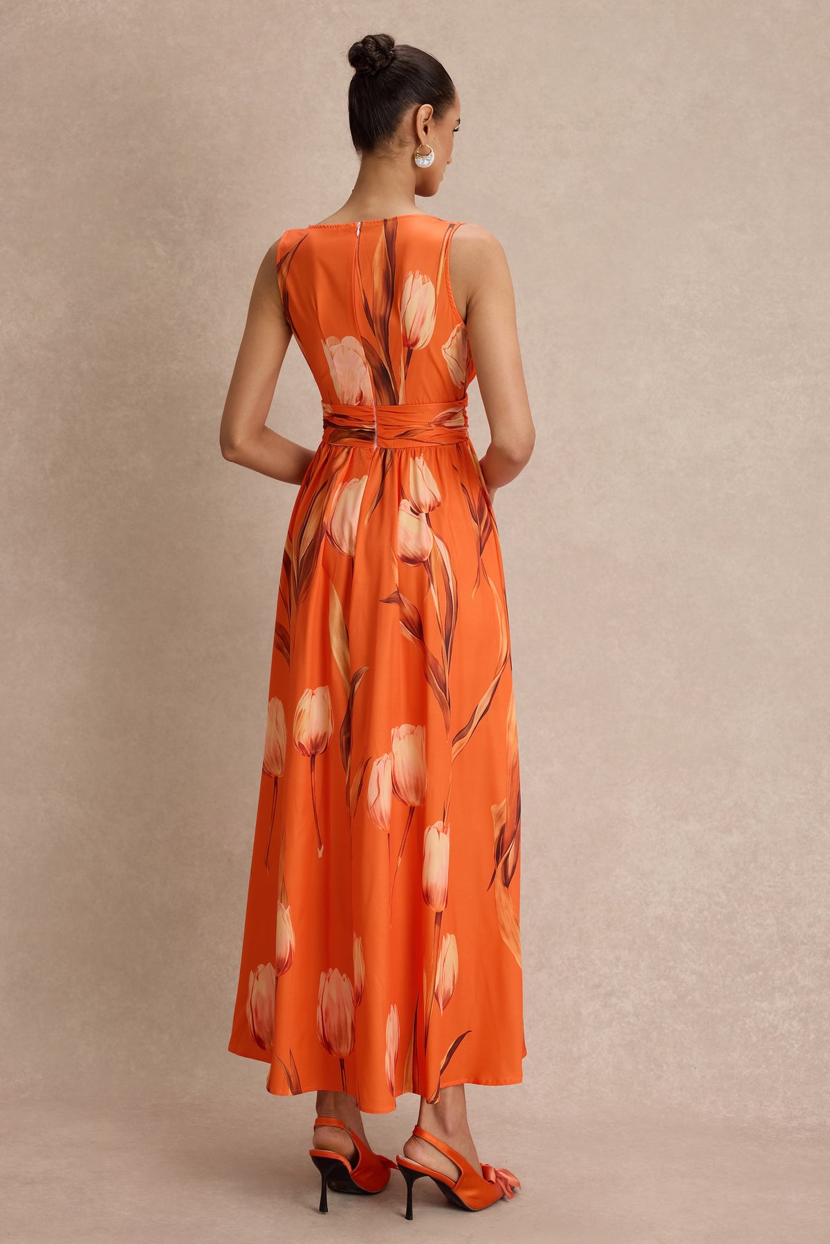 Floral Sleeveless V-Neck Midi Dress