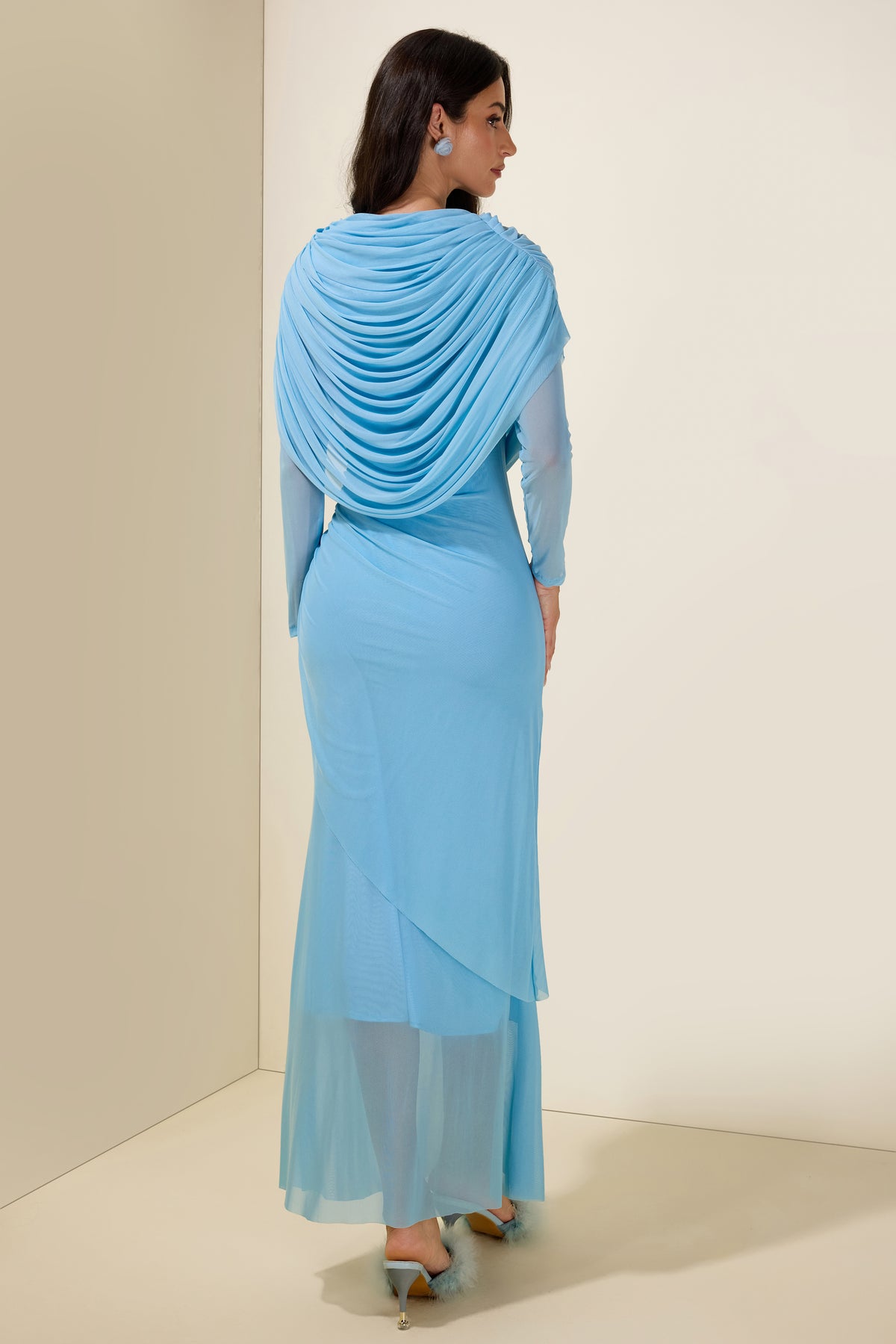Solid Gathering One Shoulder Maxi Dress