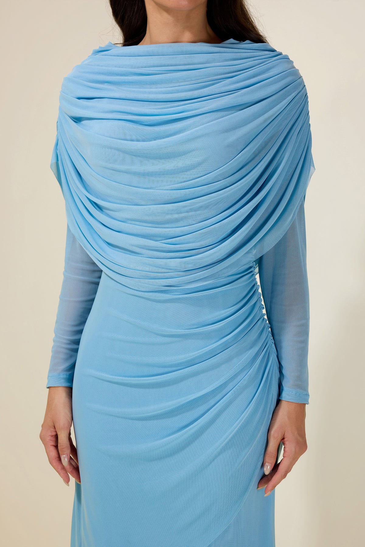 Solid Gathering One Shoulder Maxi Dress