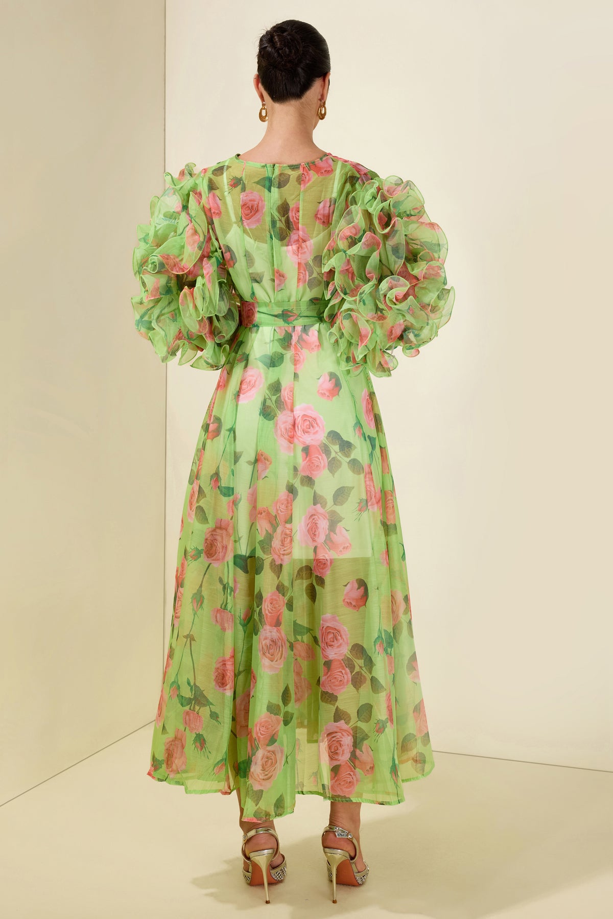 Floral Print Multi Ruffle Midi Dress