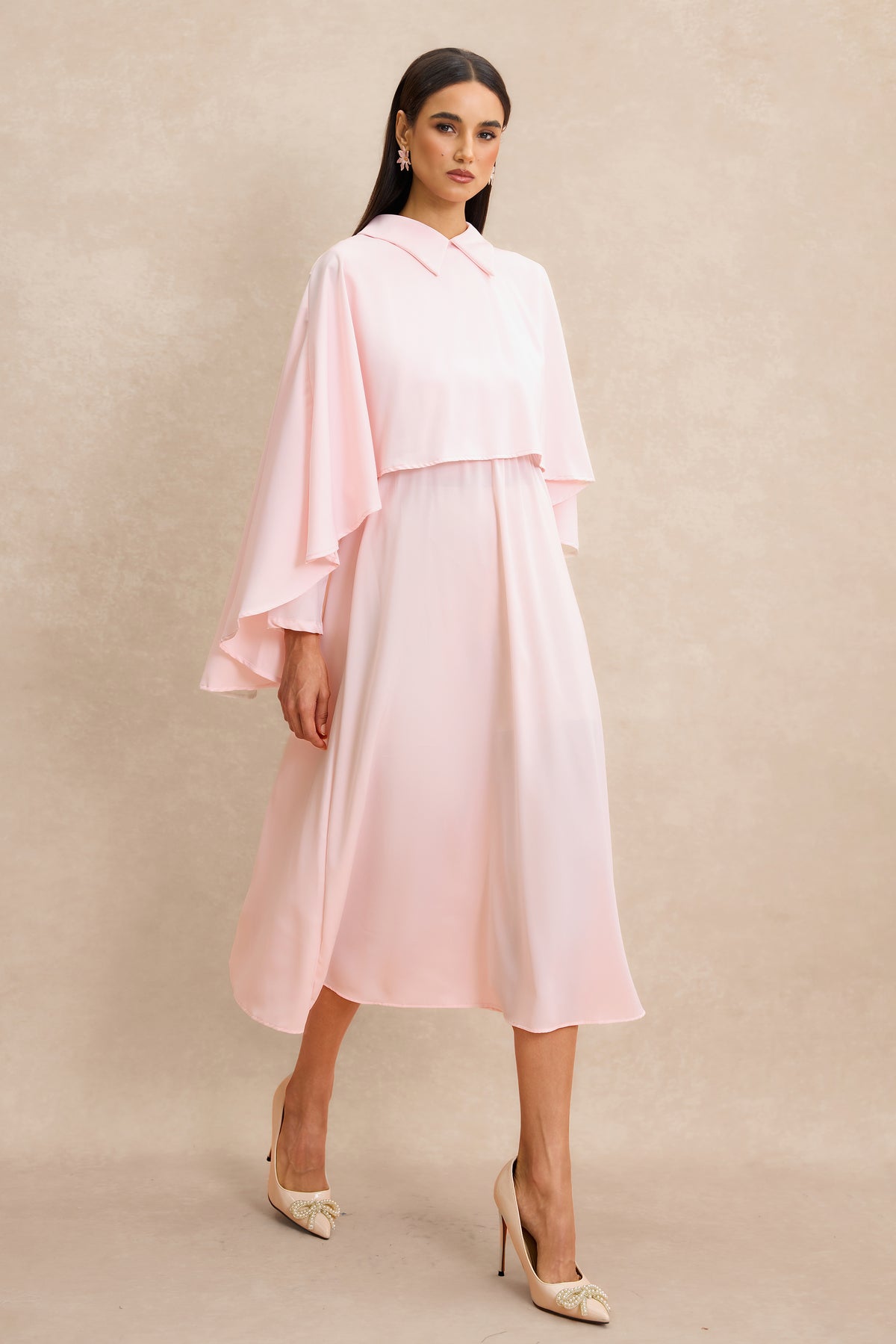 Cape Sleeve Top & Midi Dress