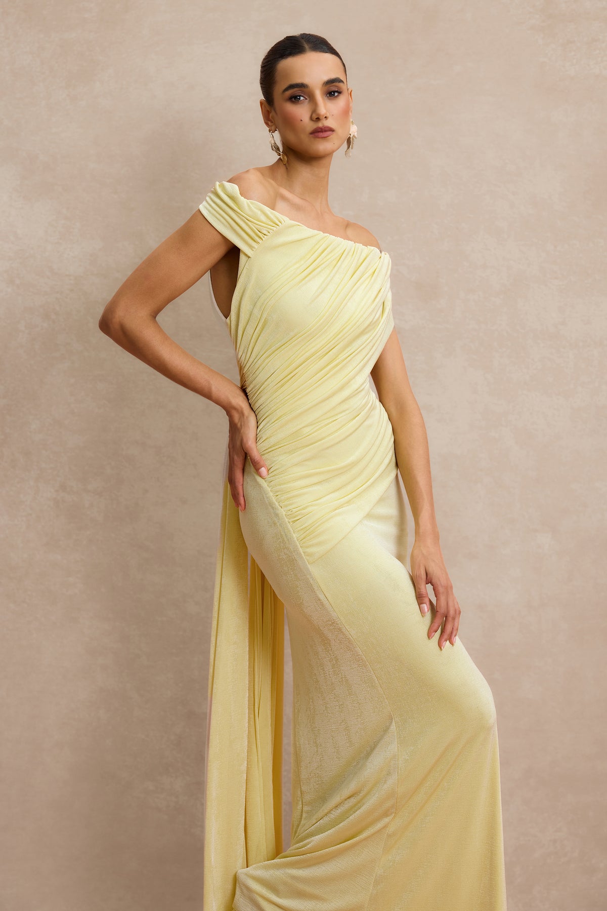 Off Shoulder Ruched Maxi Dress