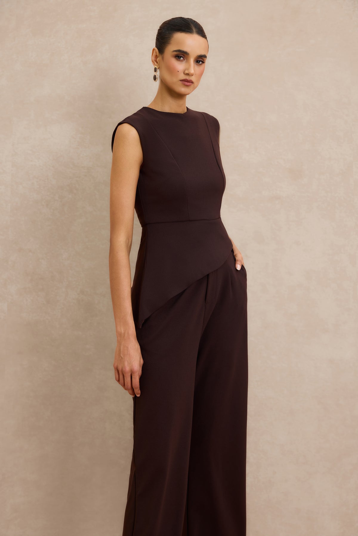 Asymmetrical Sleeveless Top & High Waist Pants Set