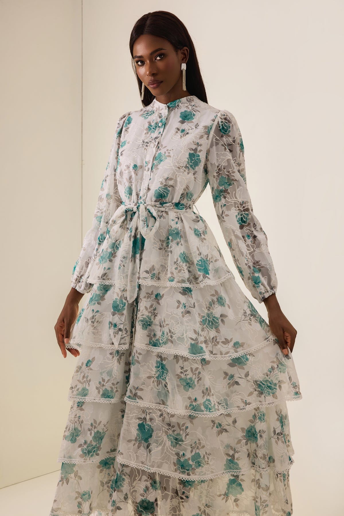 Floral Burn-Out Embroidered Midi Dress