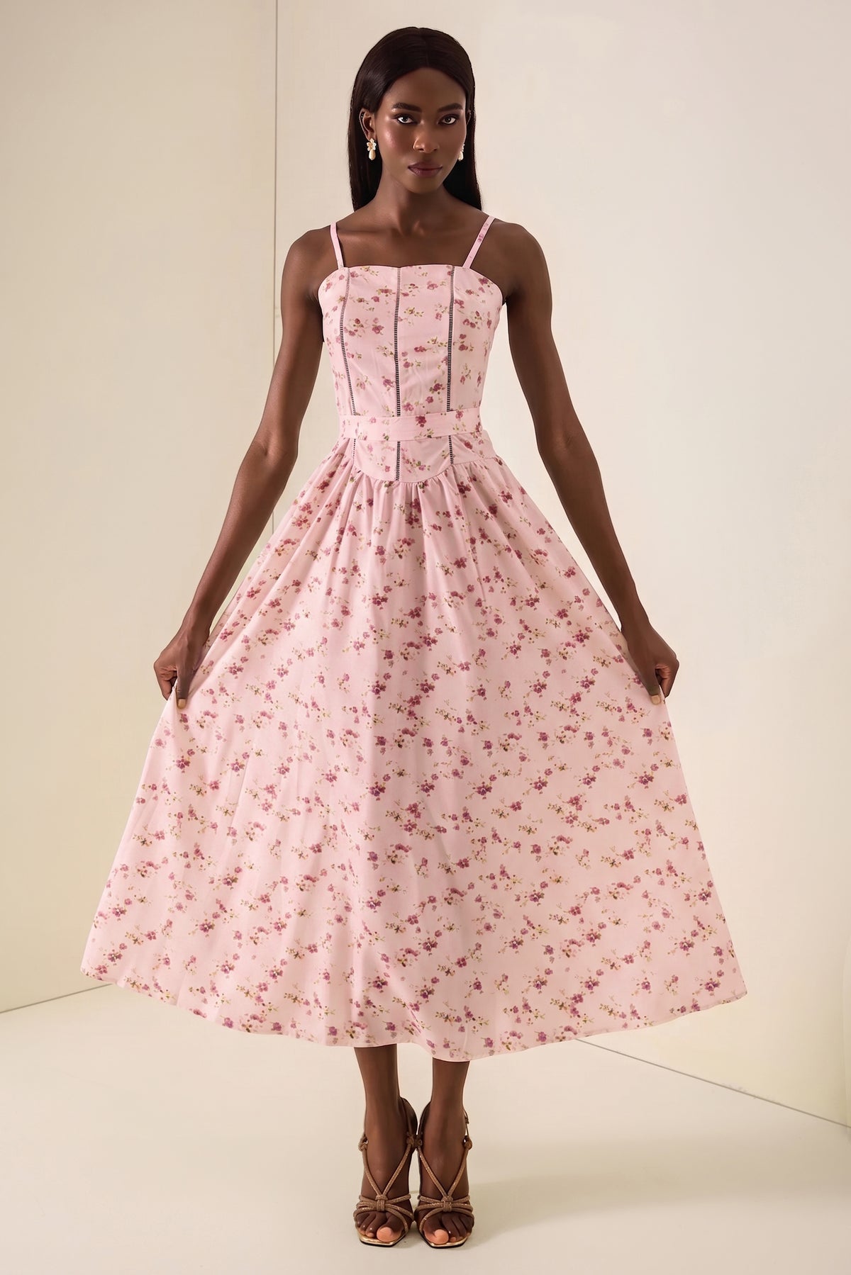 Floral Gathering Slip Midi Dress