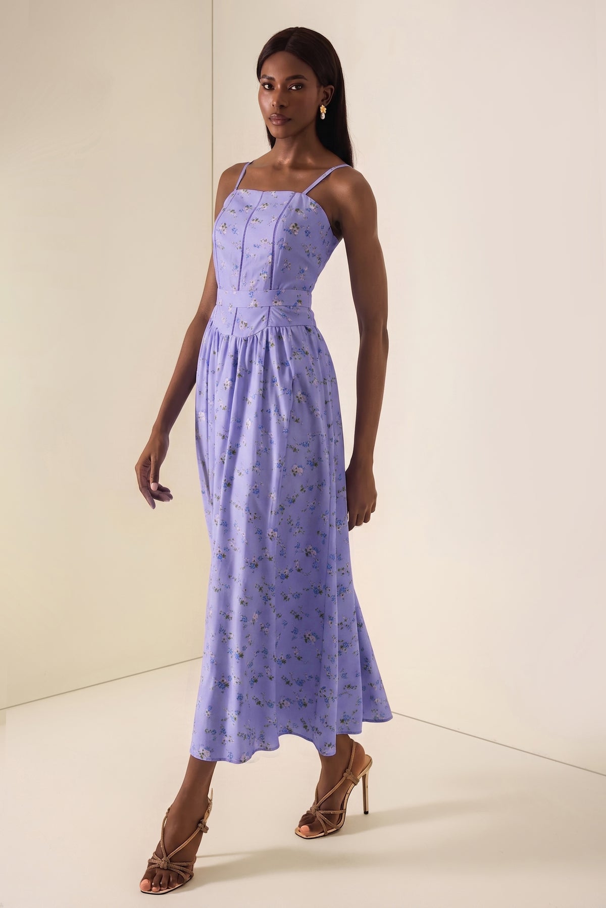 Floral Gathering Slip Midi Dress