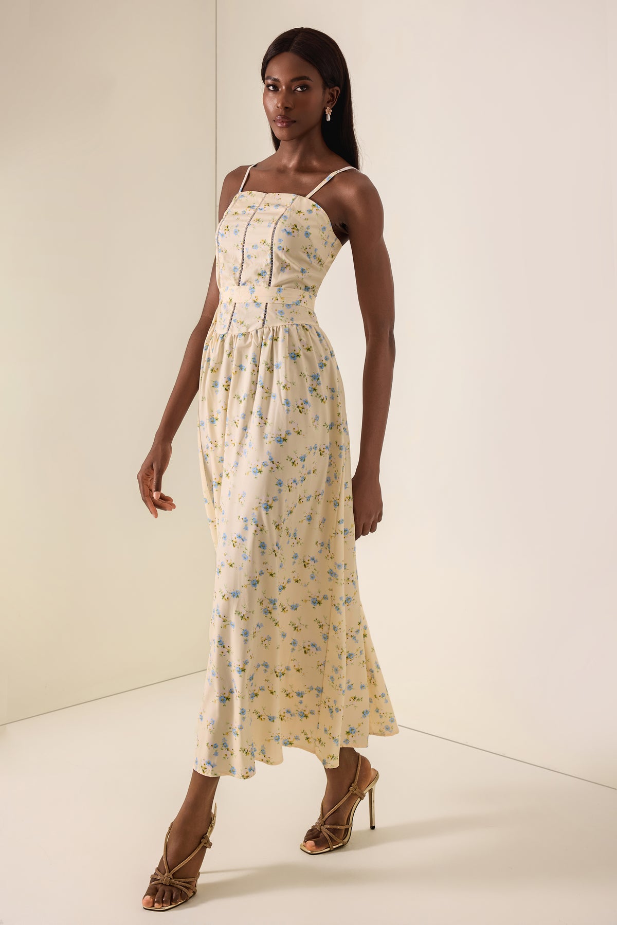 Floral Gathering Slip Midi Dress