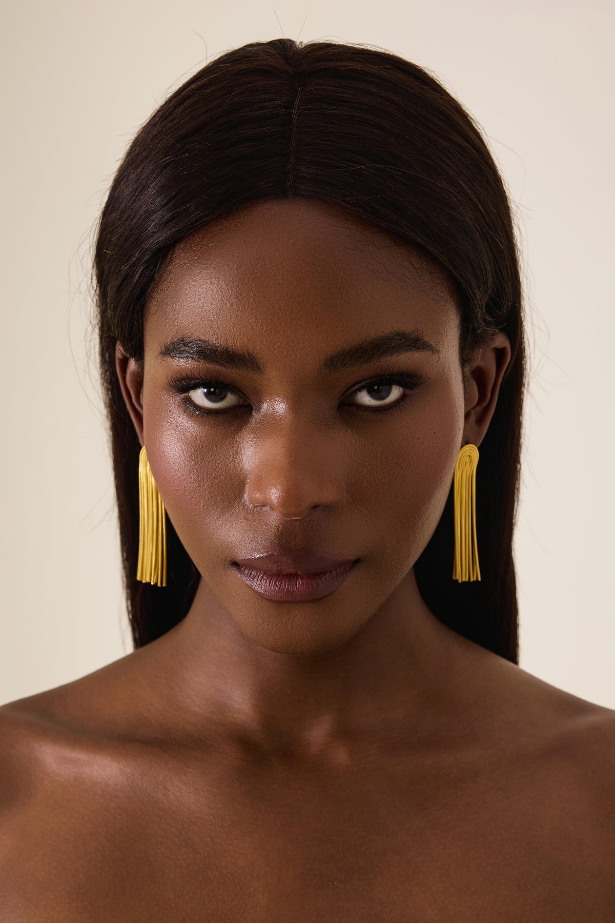 Gold Snake Chain Tassel Earrings