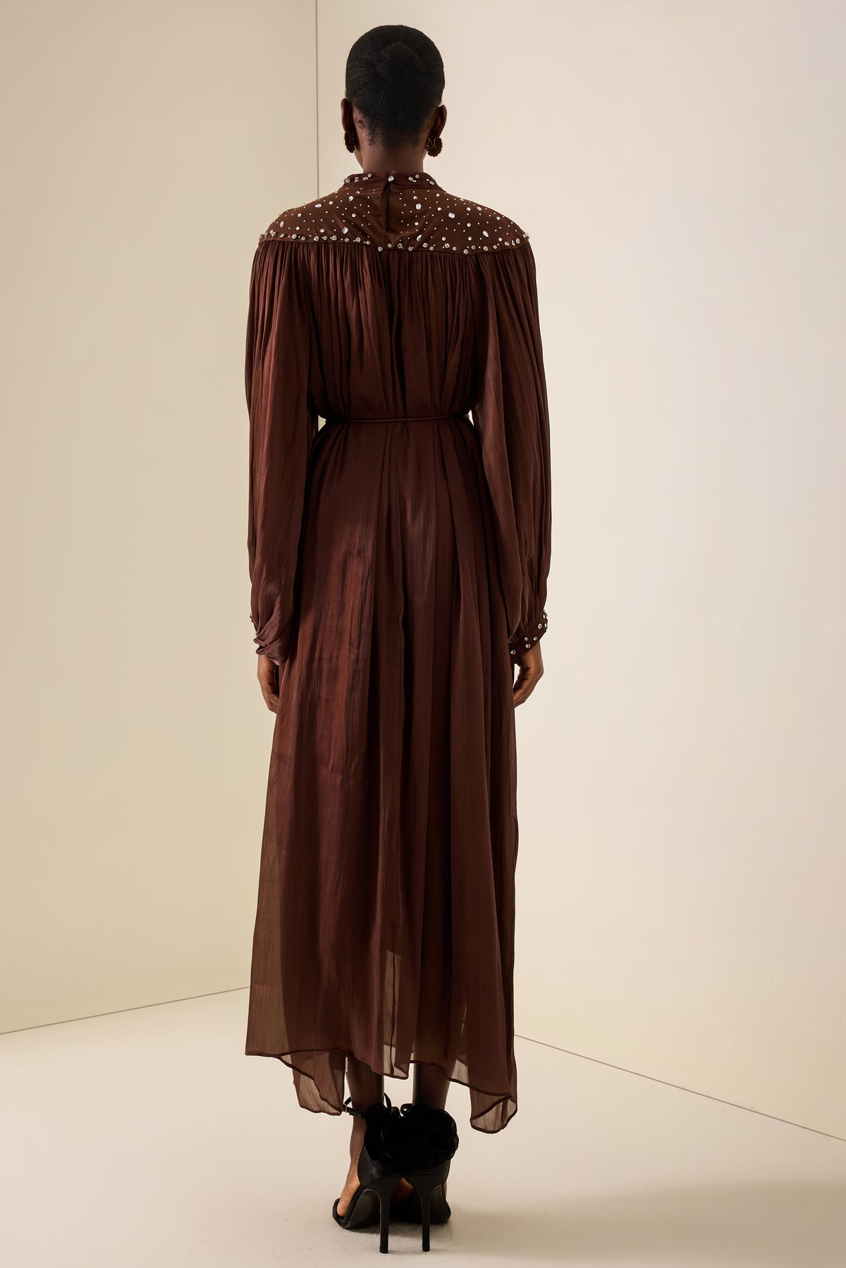 Rhinestone Riverts Long Sleeve Midi Dress