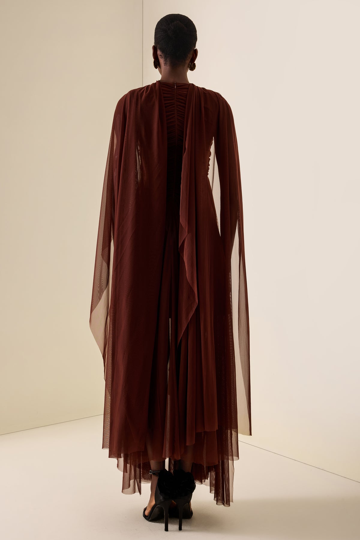 Cut Out Cape Midi Dress