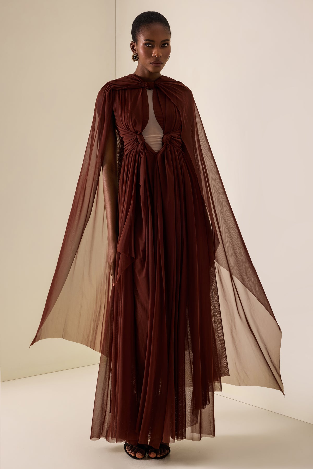 Cut Out Cape Midi Dress