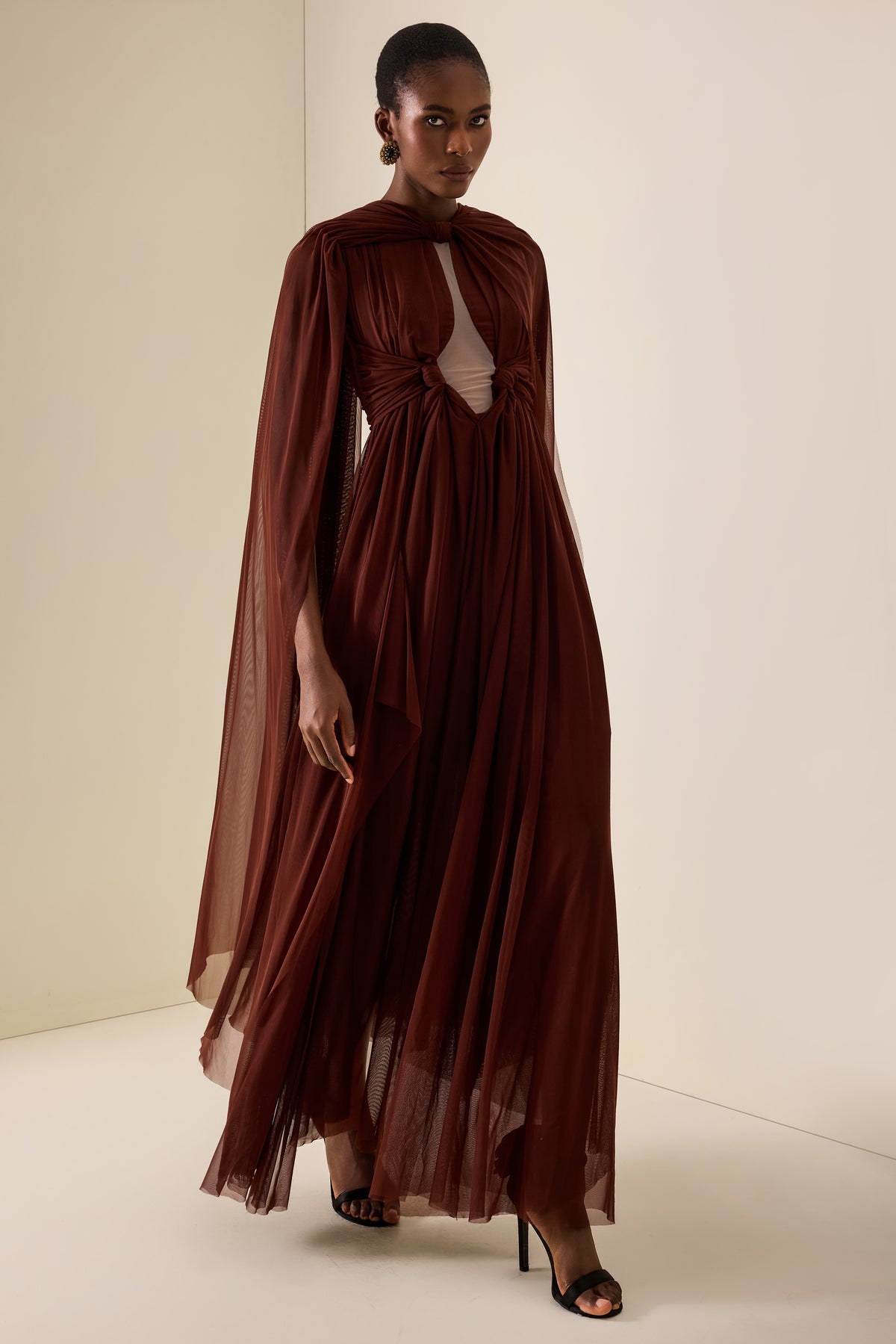 Cut Out Cape Midi Dress