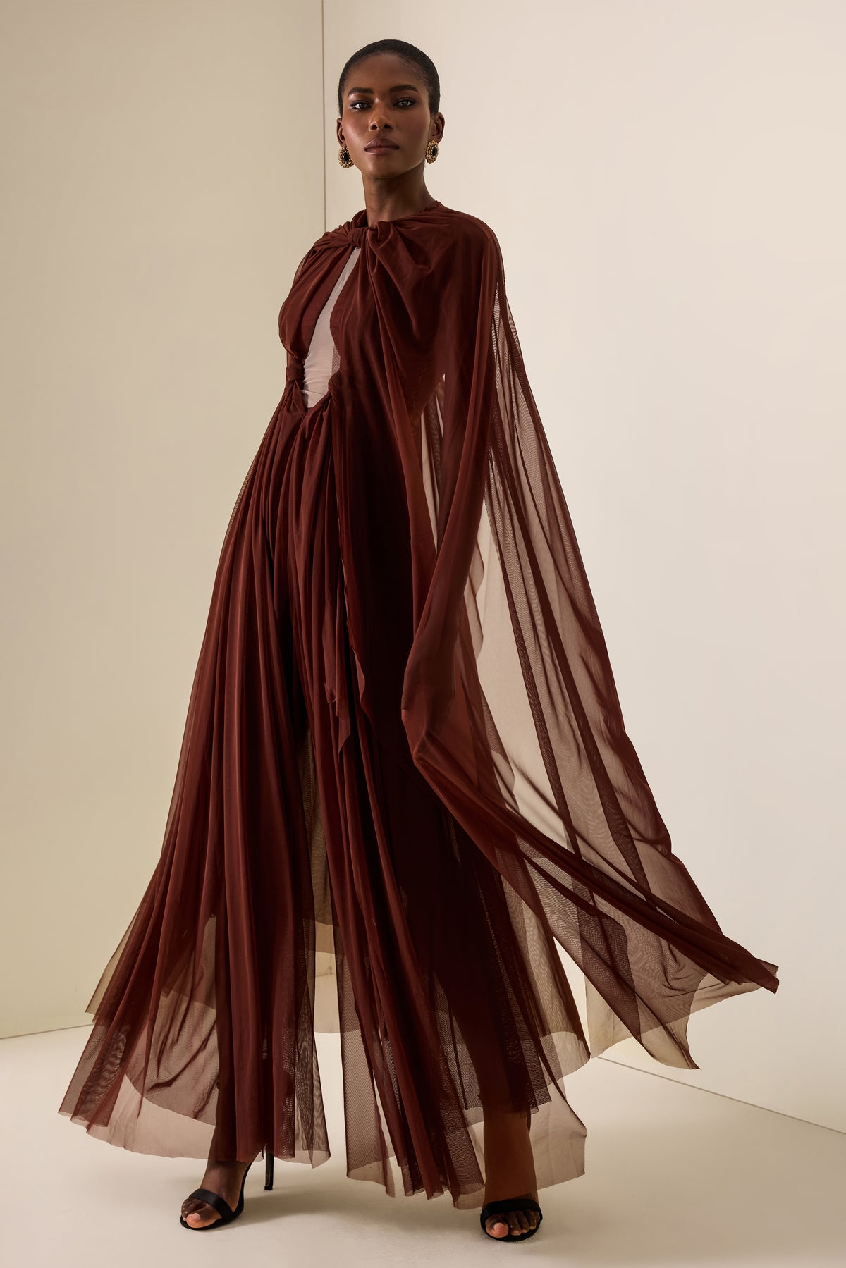 Cut Out Cape Midi Dress