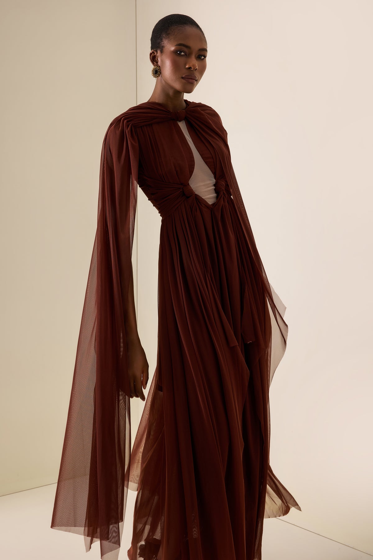 Cut Out Cape Midi Dress