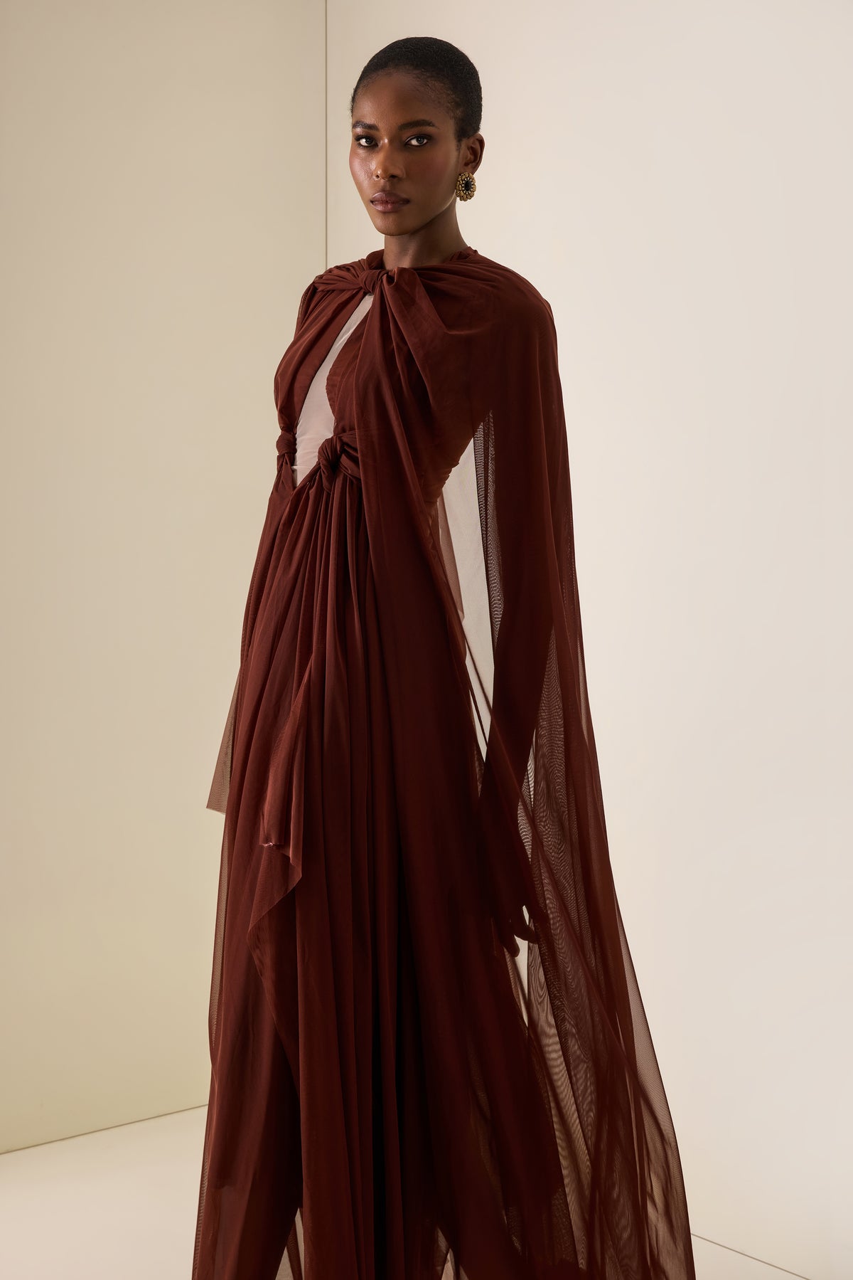 Cut Out Cape Midi Dress