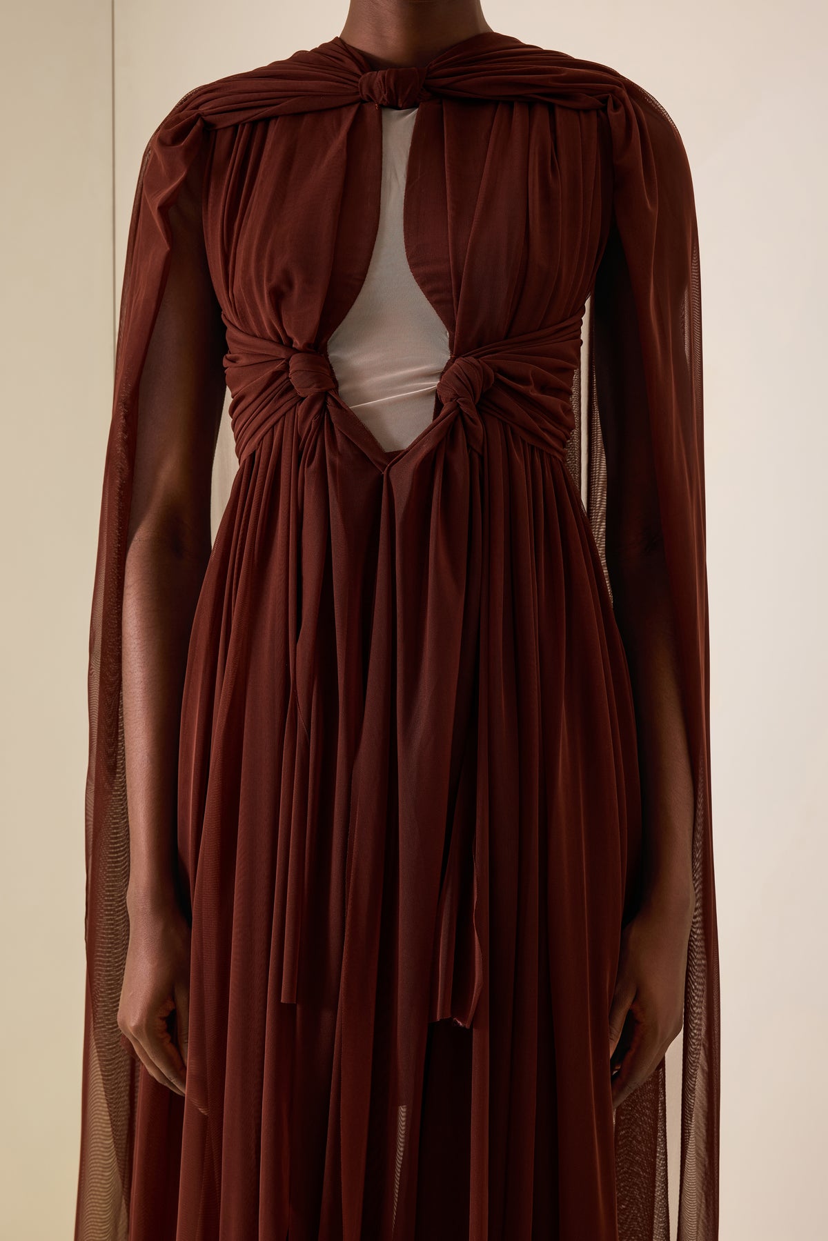 Cut Out Cape Midi Dress
