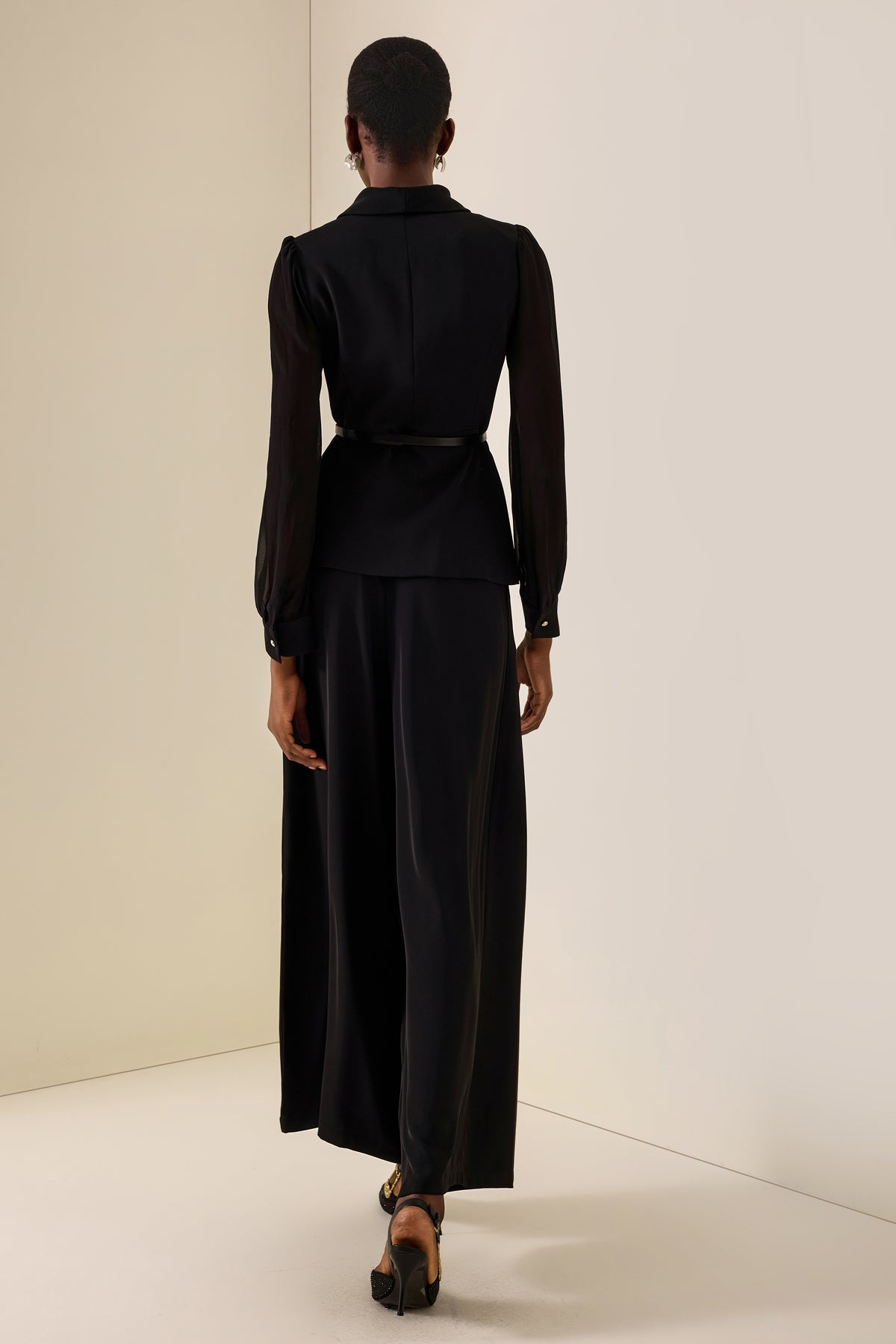 3D Flower Lantern Sleeve Blazer & High Waist Pants Set