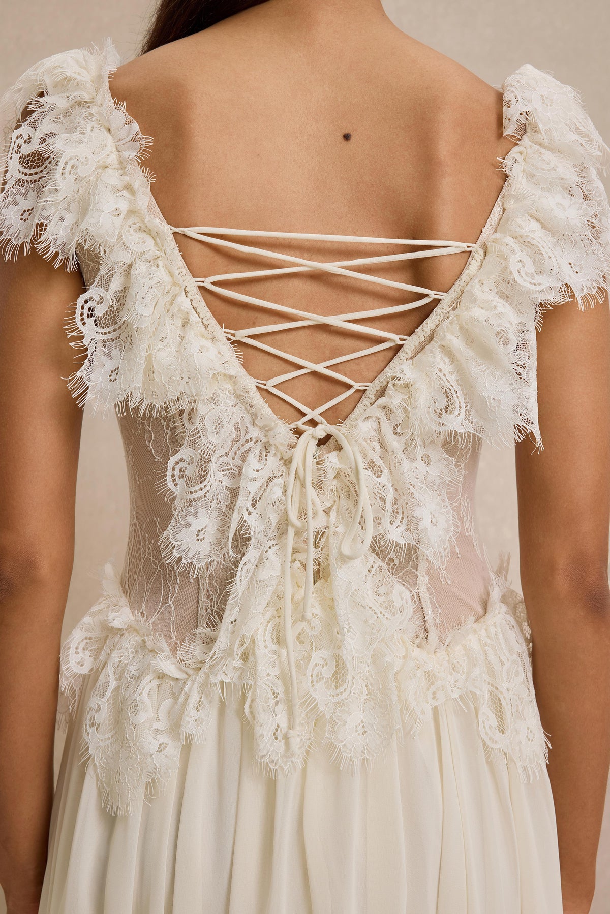 Lace Splicing Backless Midi Dress