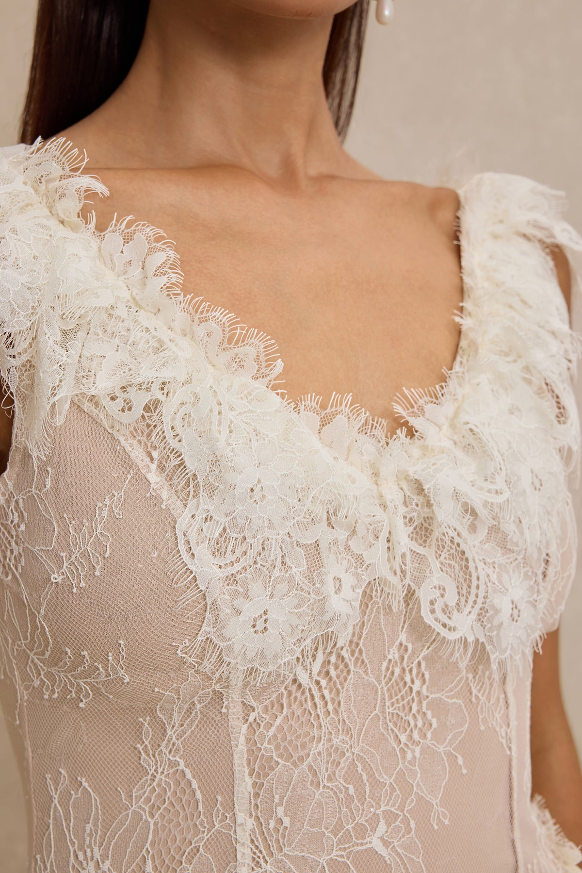 Lace Splicing Backless Midi Dress