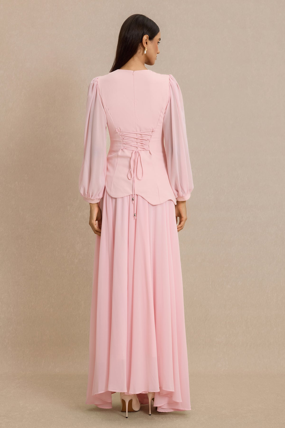 Square Collar Rhinestone Top & Mid Waist Maxi Skirt Set