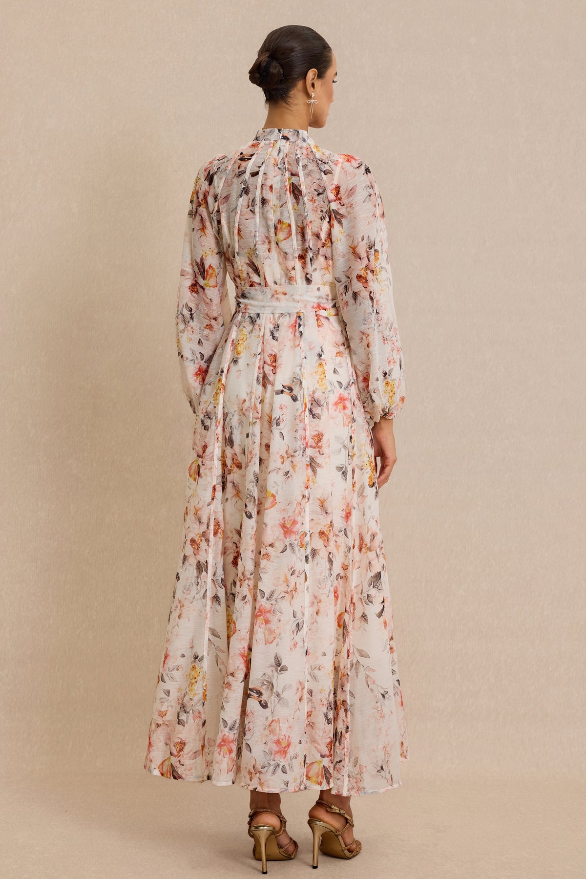 Floral Raglan Sleeve Single Breasted Midi Dress