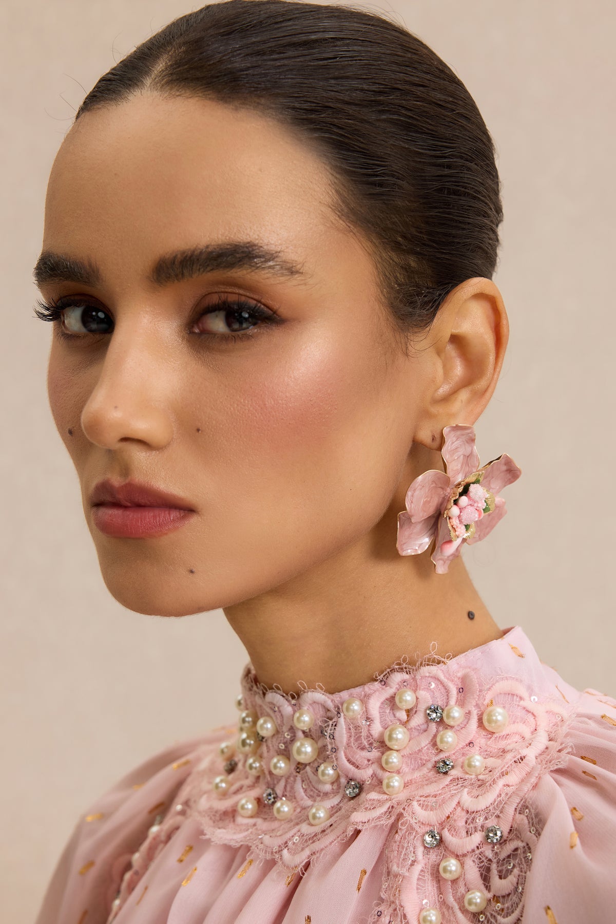 Vintage 3D Flower Statement Stud Earrings
