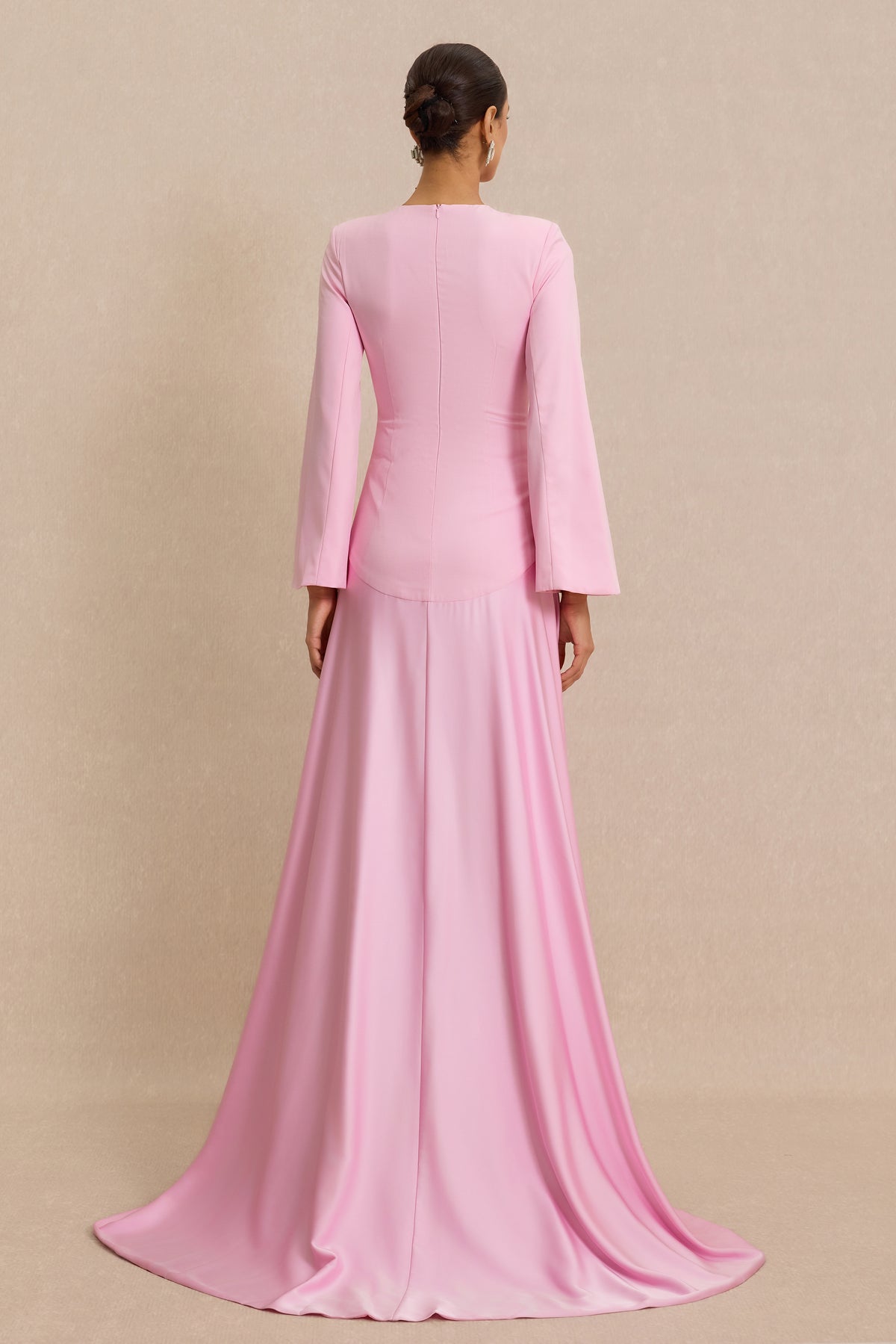 Satin Splicing Bell Sleeve Maxi Dress