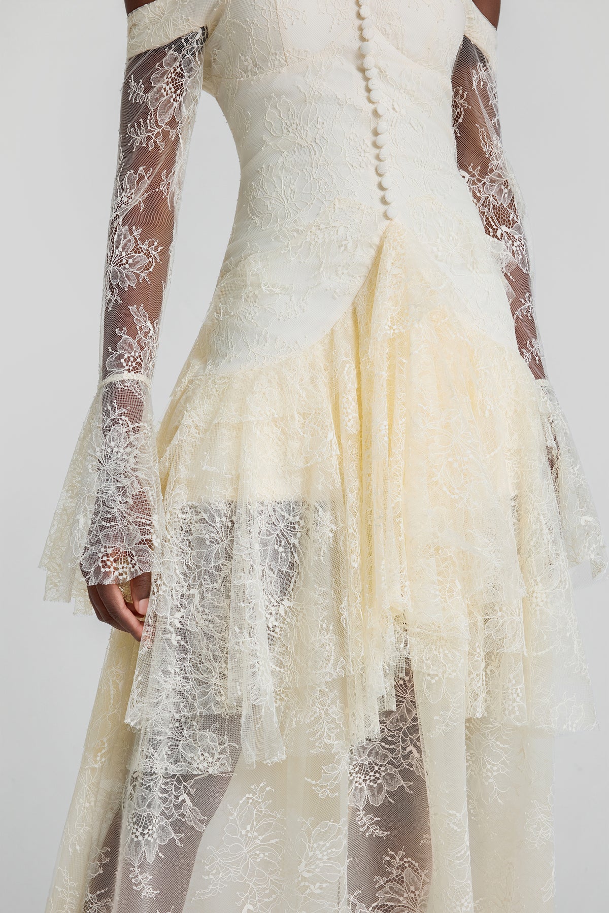 Lace Off Shoulder Ruffle Maxi Dress