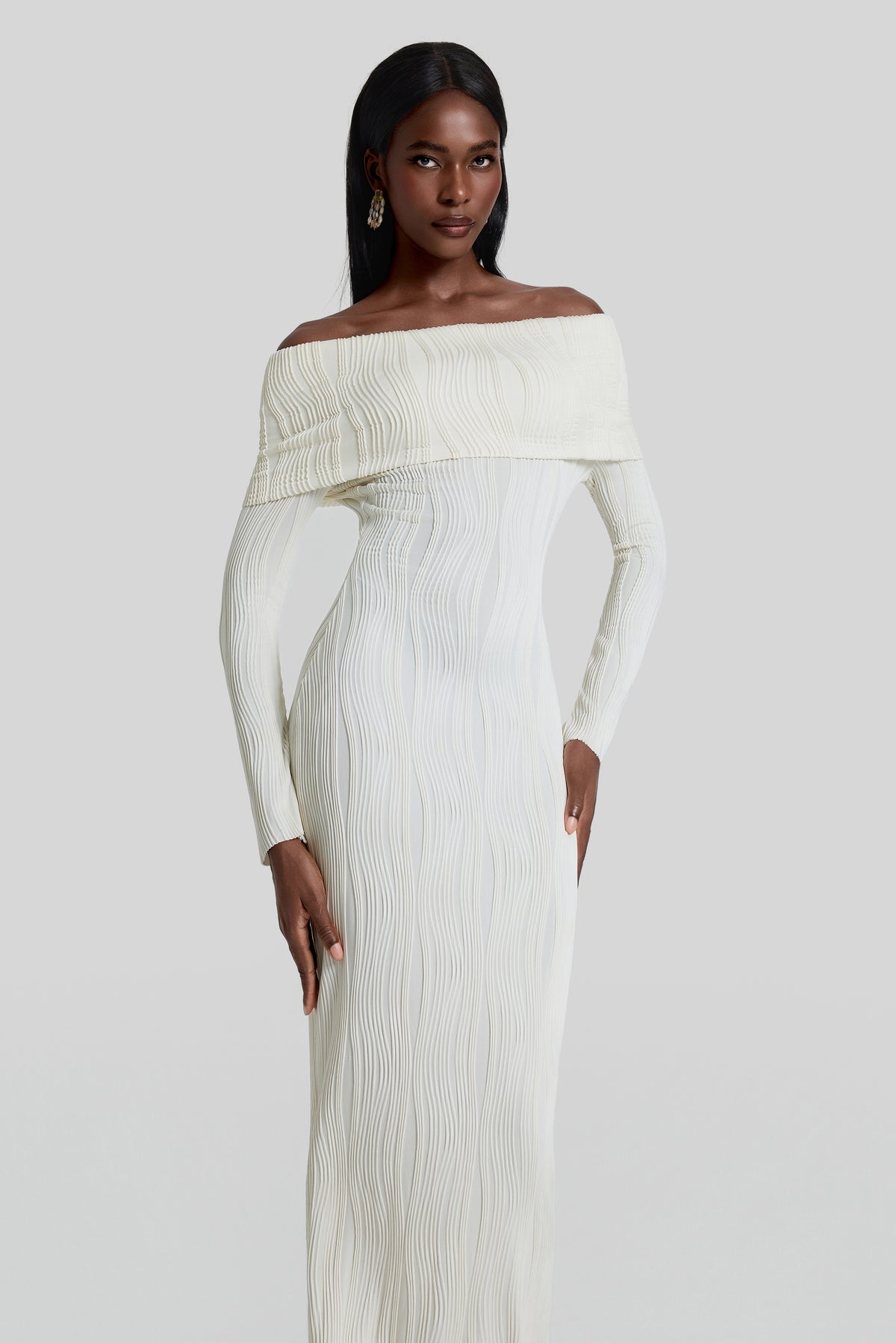 Jersey Off Shoulder Bodycon Maxi Dress