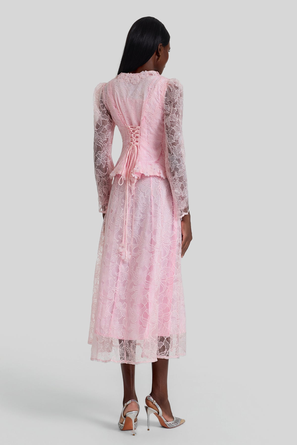 Lace 3D Flower Jacket & Sleeveless Midi Dress Set