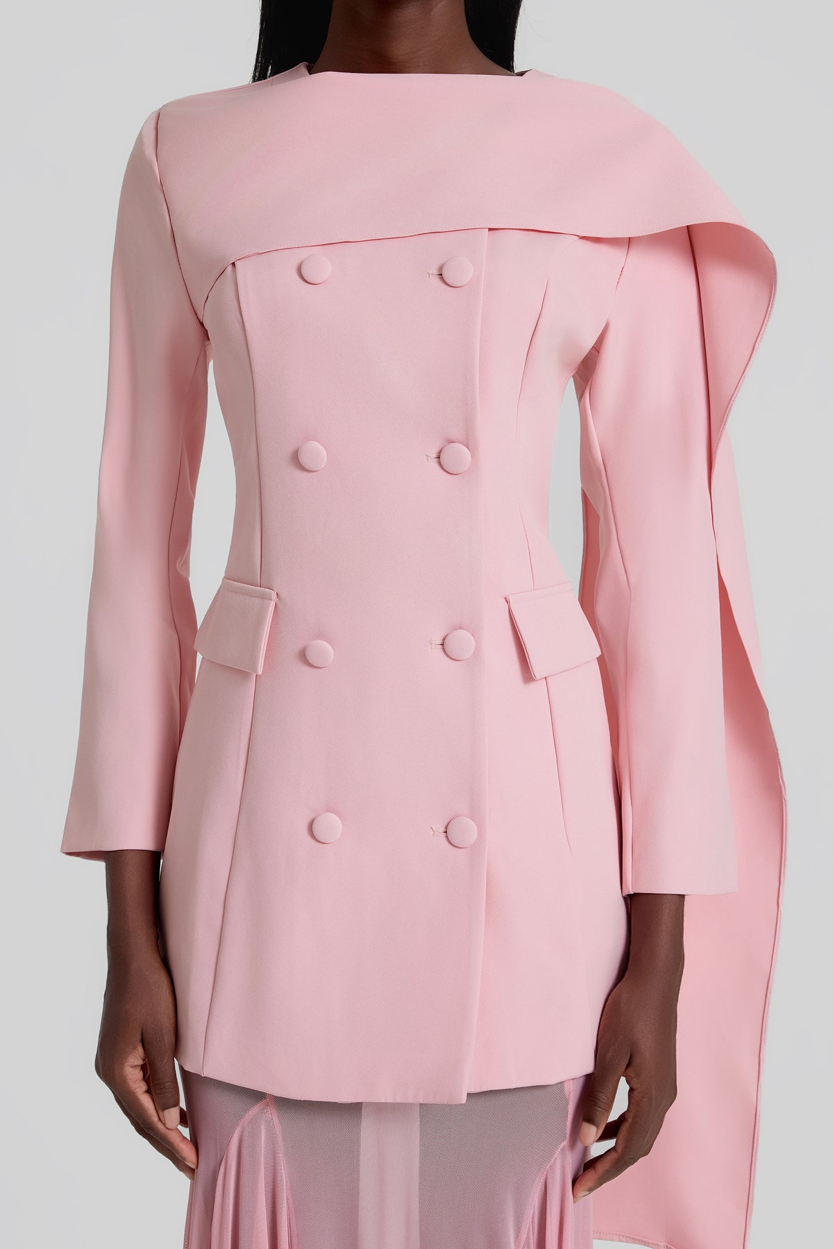 Double Breasted Long Sleeve Blazer & Mid Waist Maxi Skirt Set