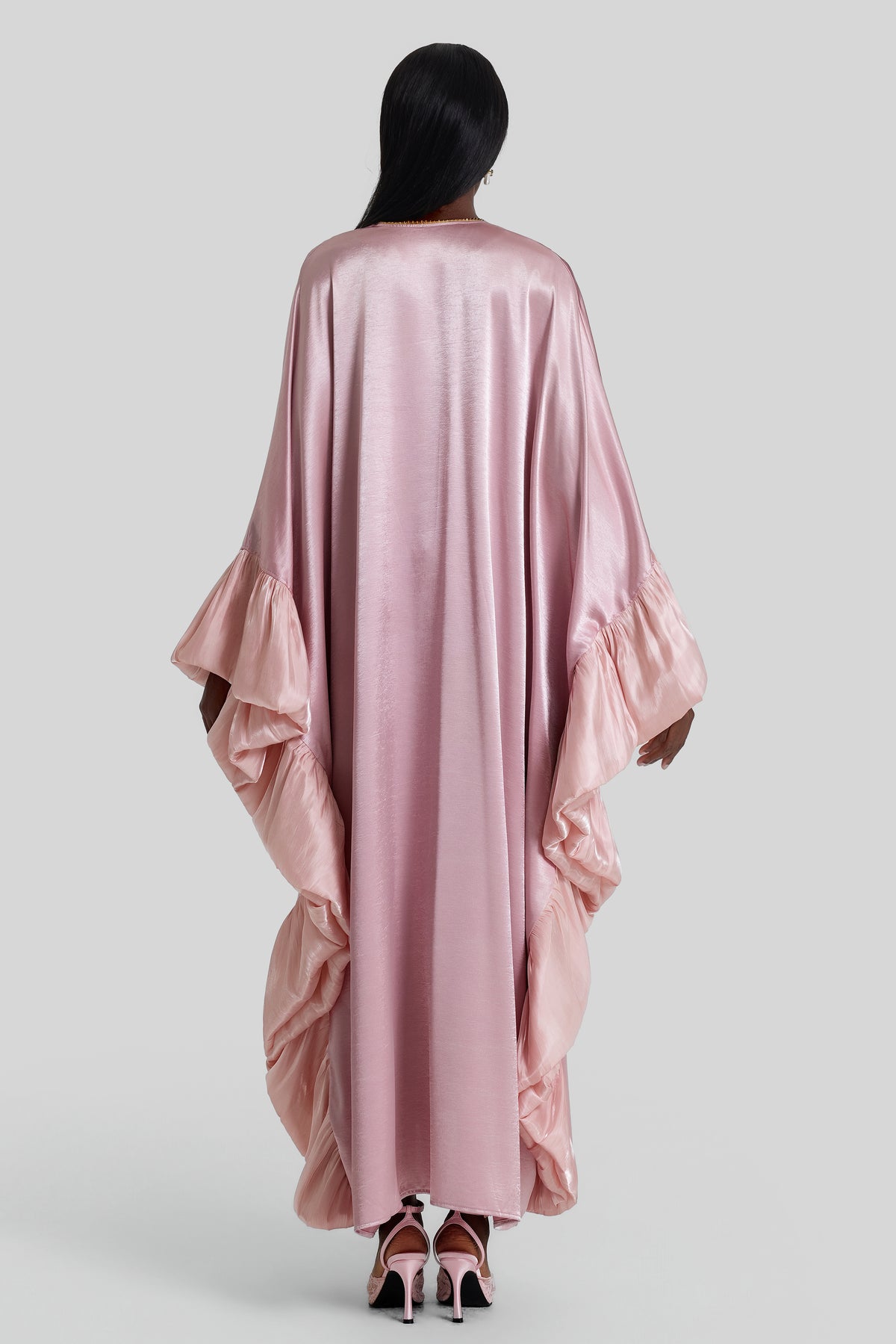 Rivet V-Neck Batwing Sleeve Midi Dress