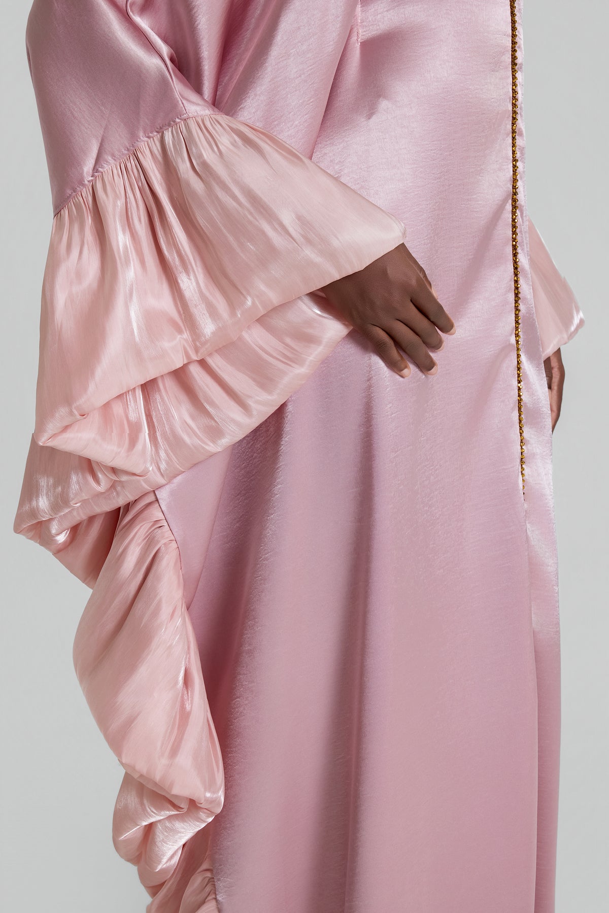 Rivet V-Neck Batwing Sleeve Midi Dress