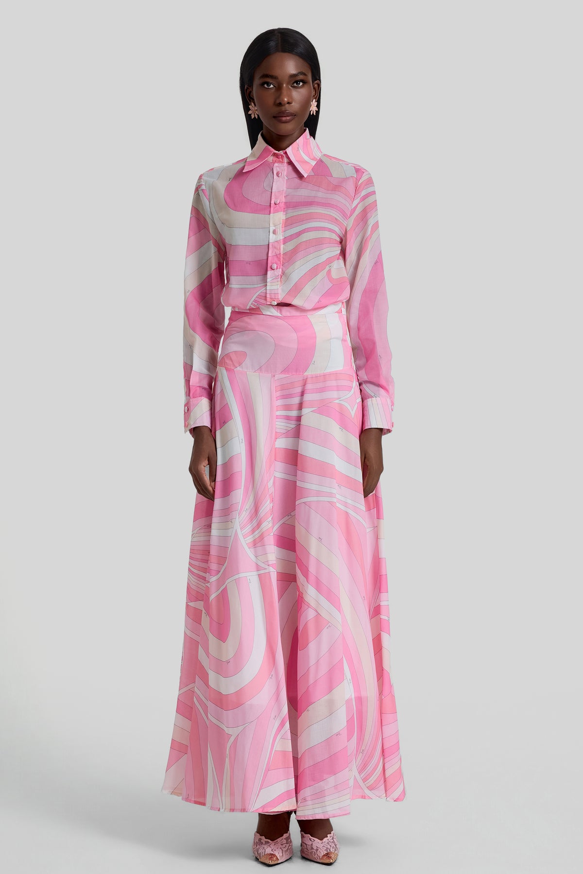 Geometric Patterns Flapped Top & Maxi Skrit Set