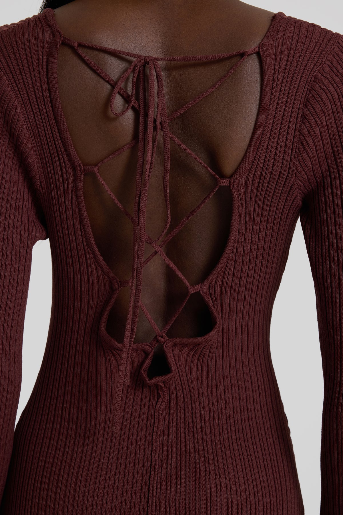 Frill Backless Lace-Up Maxi Dress
