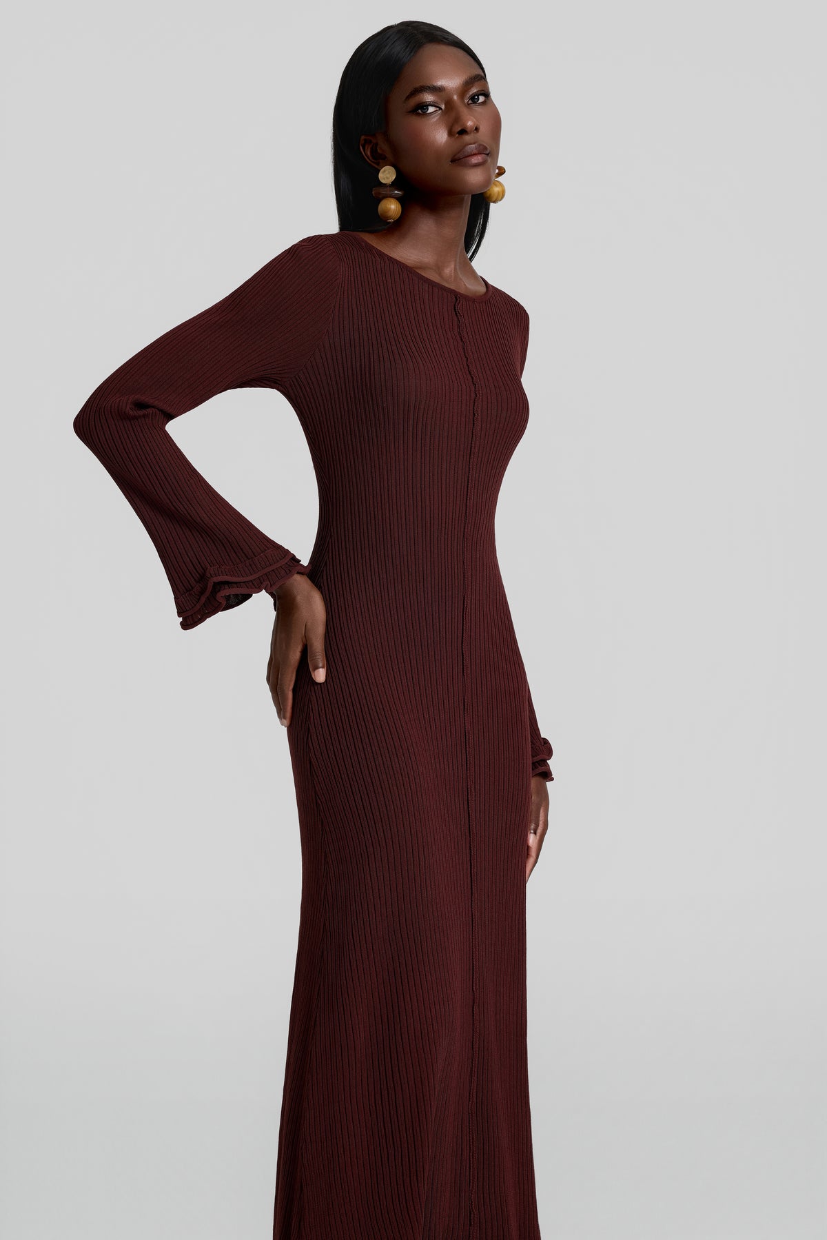 Frill Backless Lace-Up Maxi Dress
